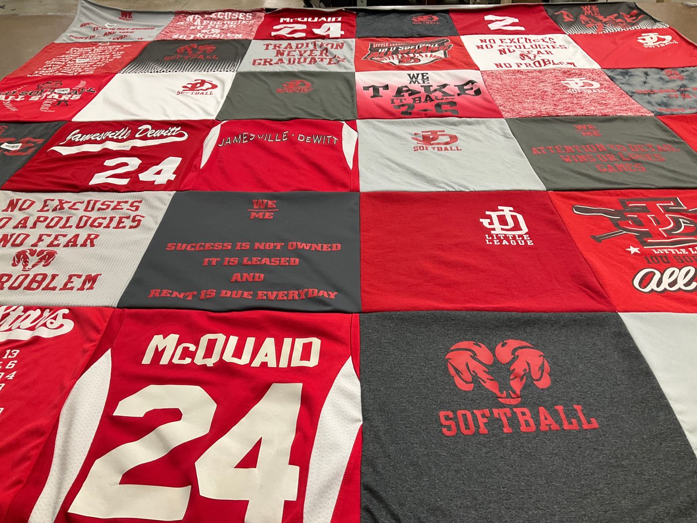 T-shirt quilt from jamesville dewitt high school, mccuaid high school by Teresa from NY