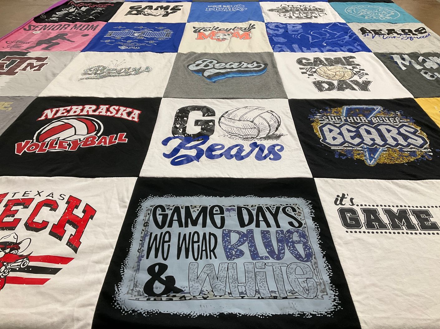 T-shirt quilt featuring nebraska volleyball, sulphur bluff bears by Lindsey from TX