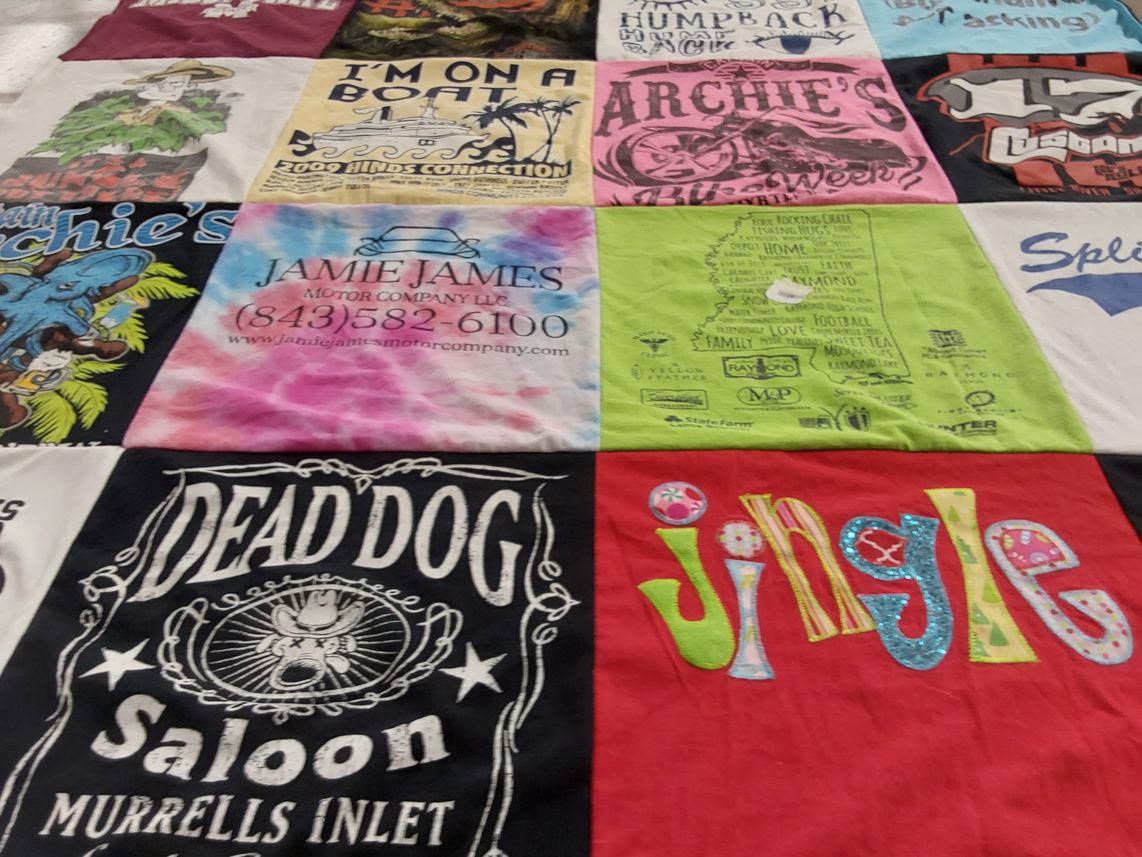T-shirt quilt with fishing, boating themes by Bethany from MS
