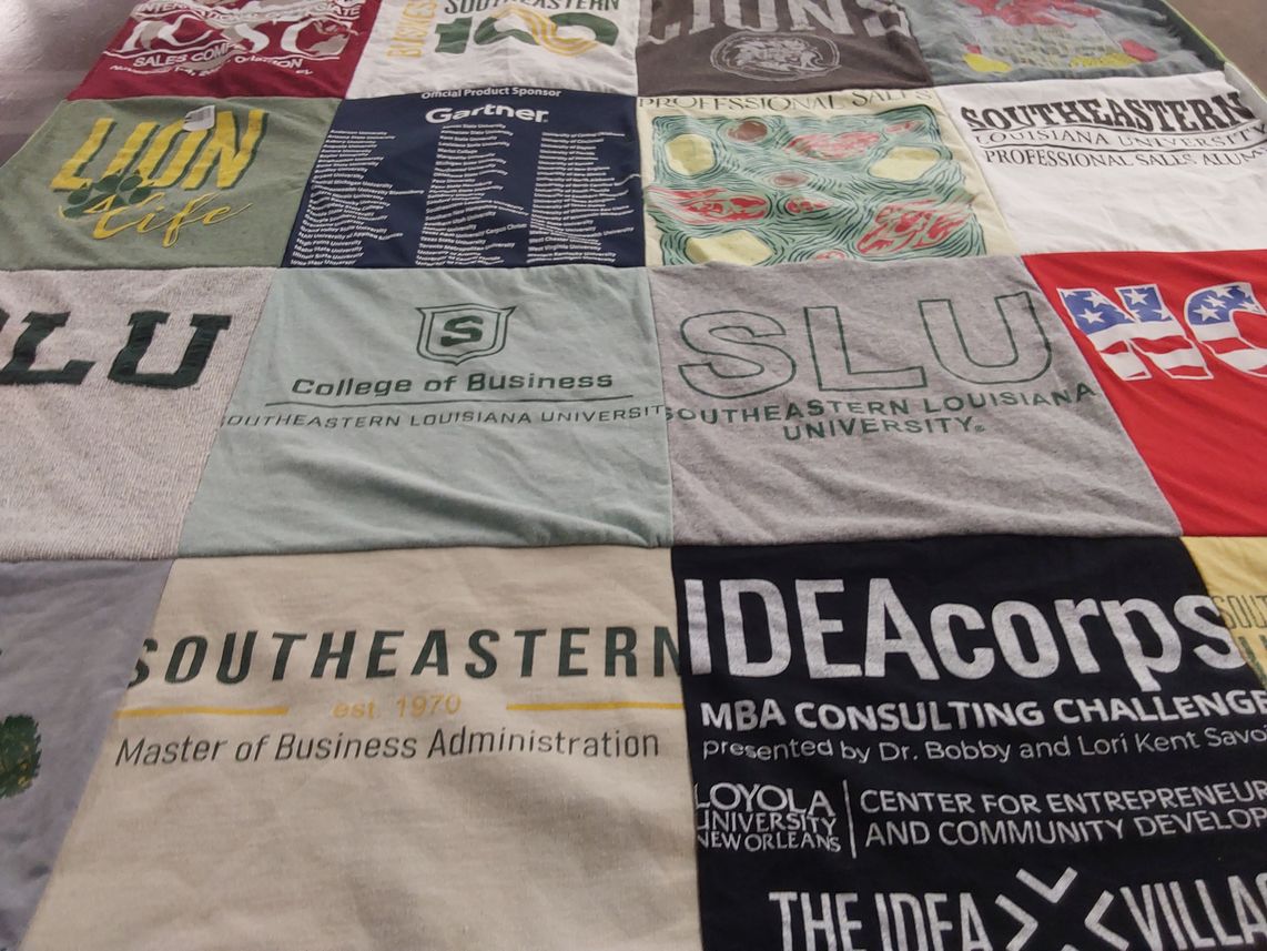 T-shirt quilt featuring lions by Shannon from LA