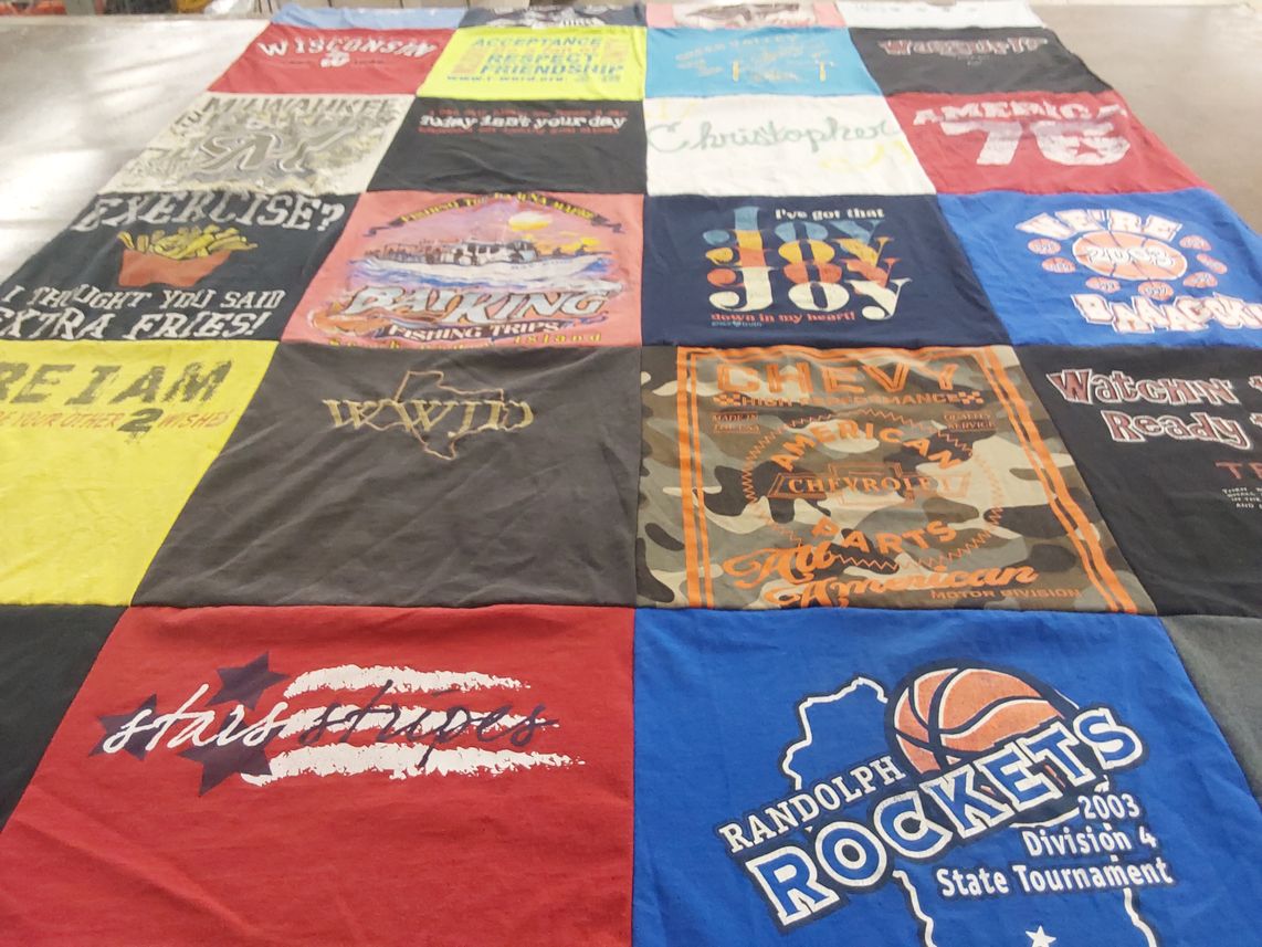 T-shirt quilt featuring randolph rockets by Kathleen from WI