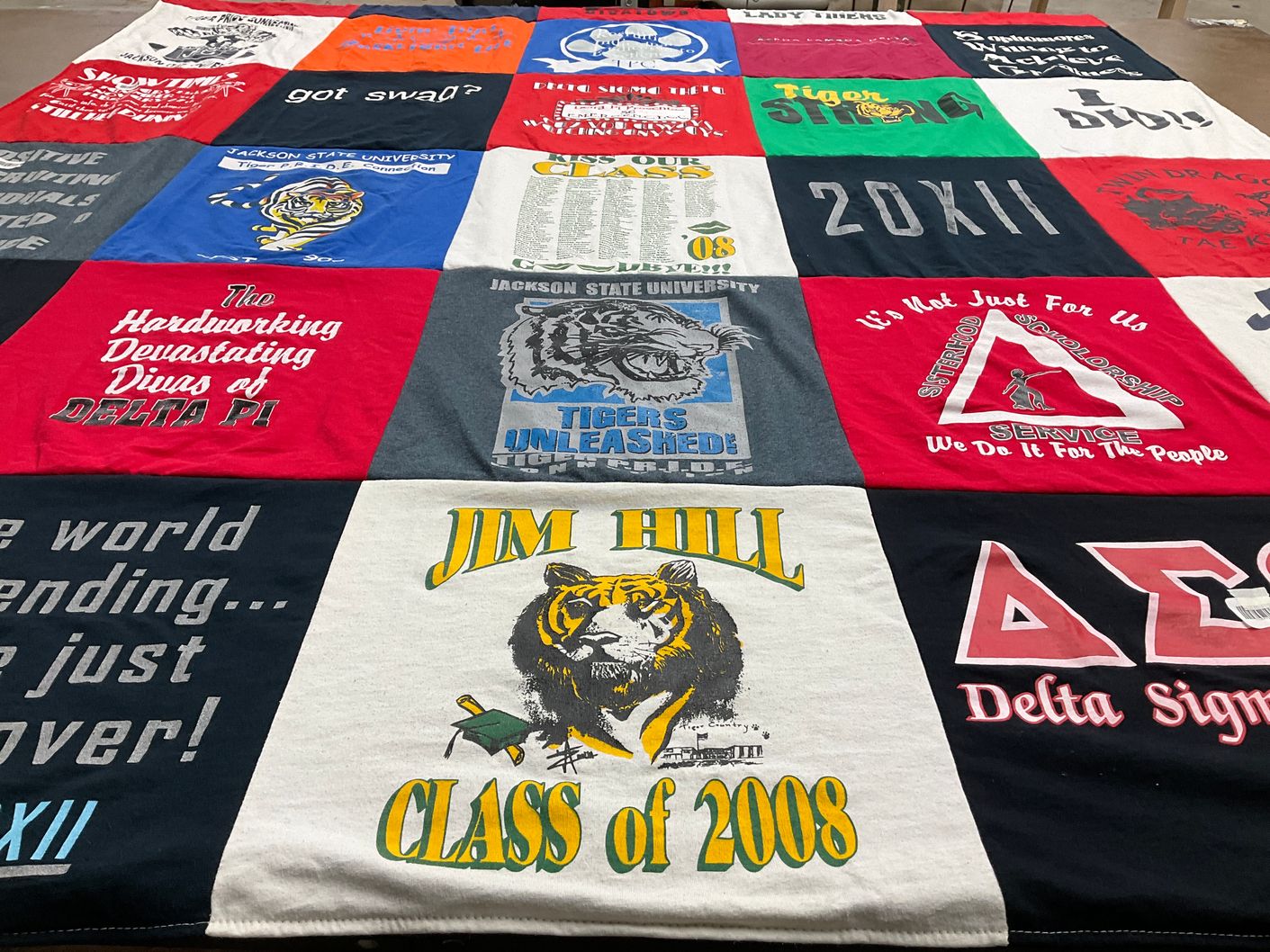 T-shirt quilt from jackson state university by Halima from MS