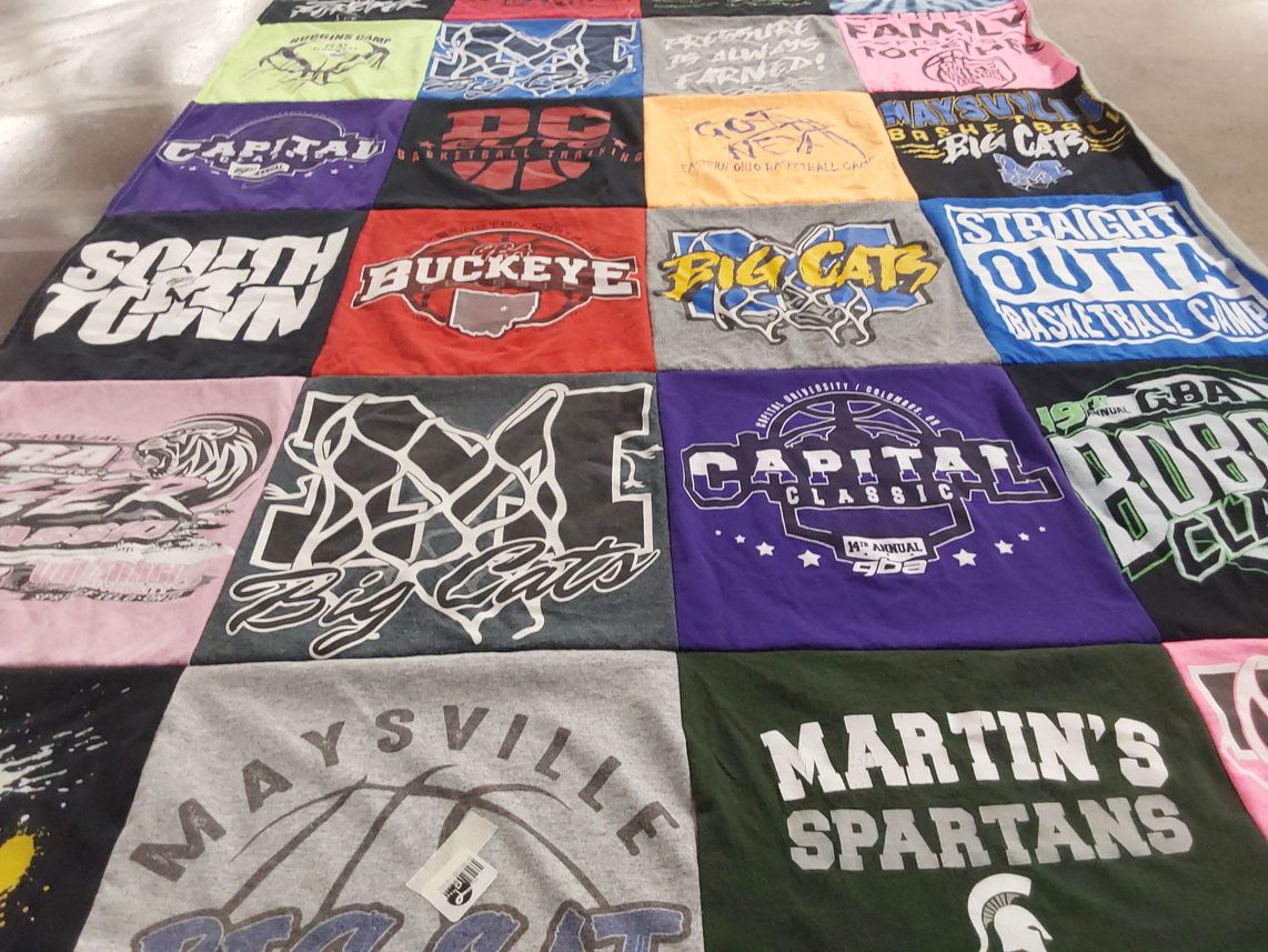 T-shirt quilt featuring big cats, spartan by Emily from OH