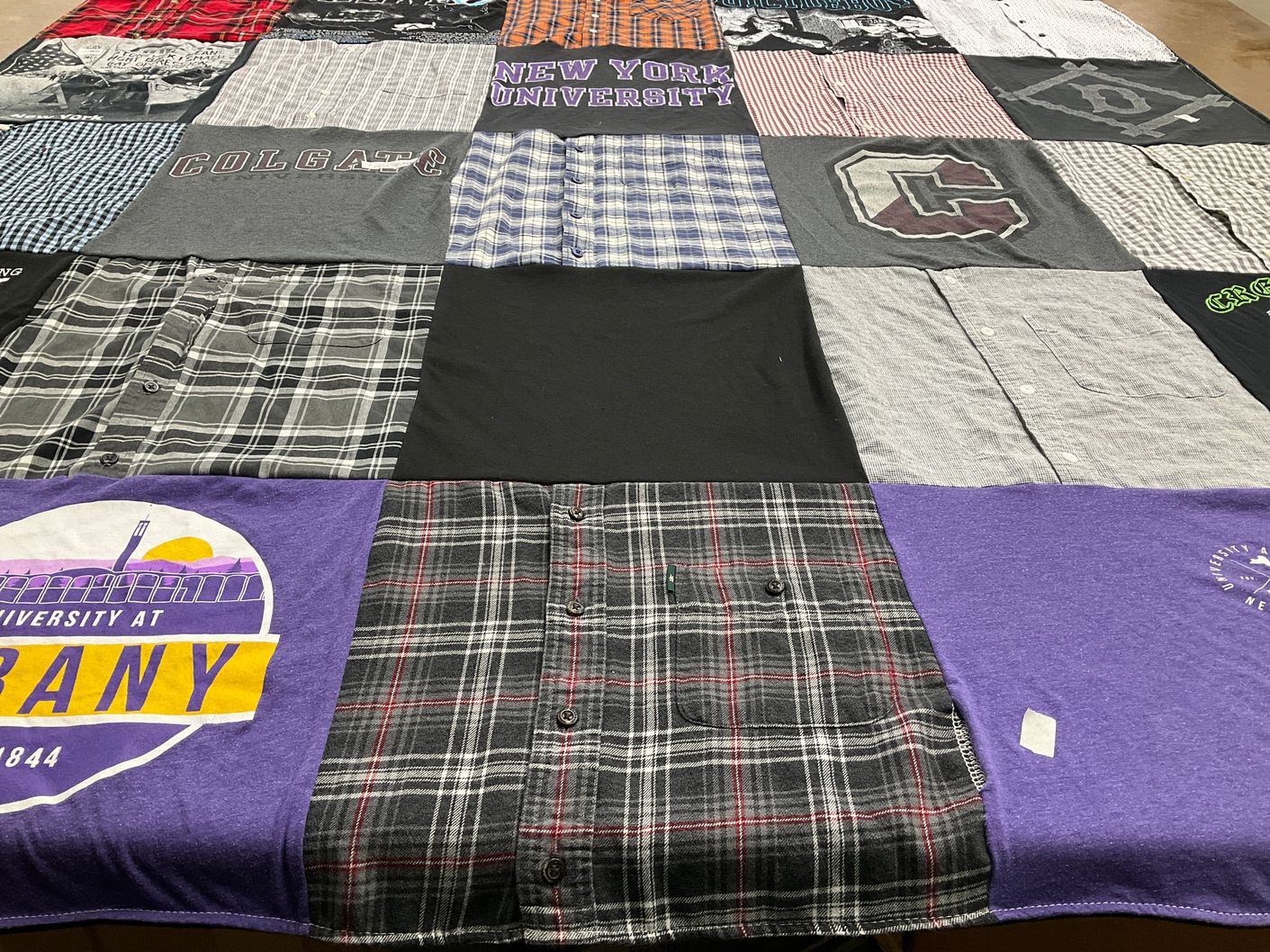 T-shirt quilt from new york university, colgate university by Dominick from NY
