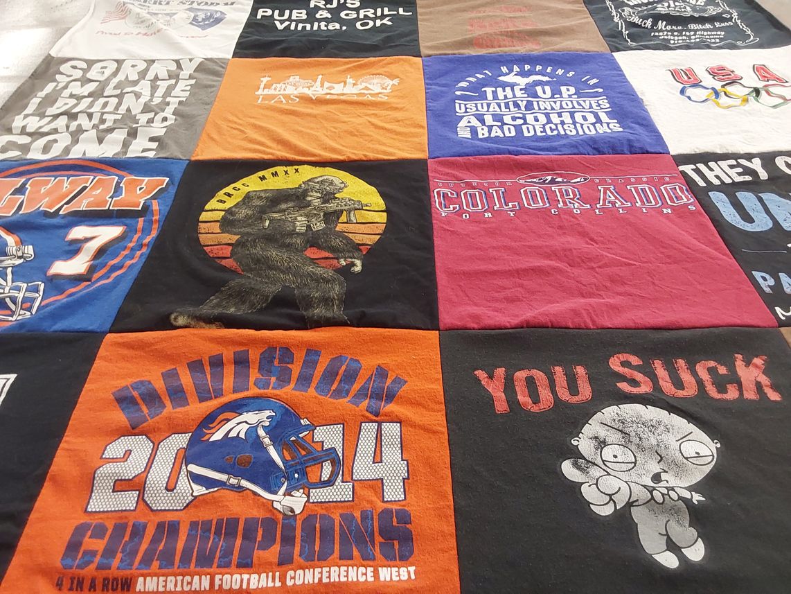 T-shirt quilt featuring denver broncos by Angelo from MI