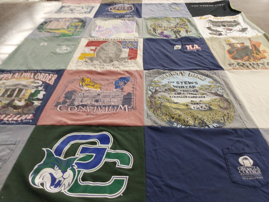 T-shirt quilt featuring georgia college and state university by Charles from GA