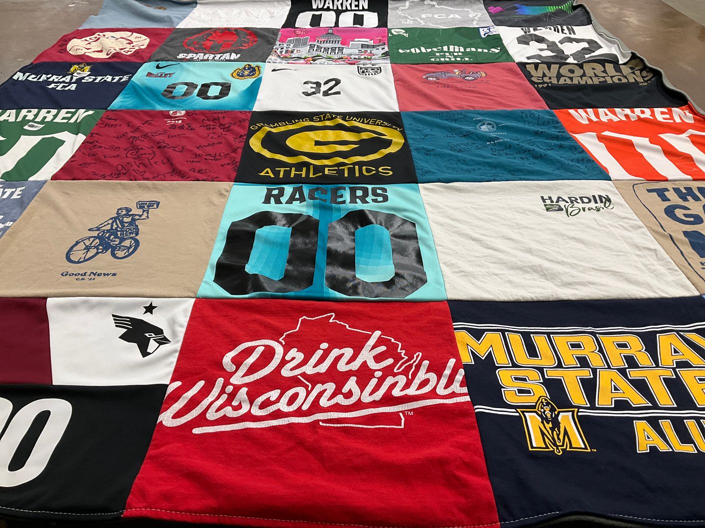 T-shirt quilt from murray state university by Robb from WI