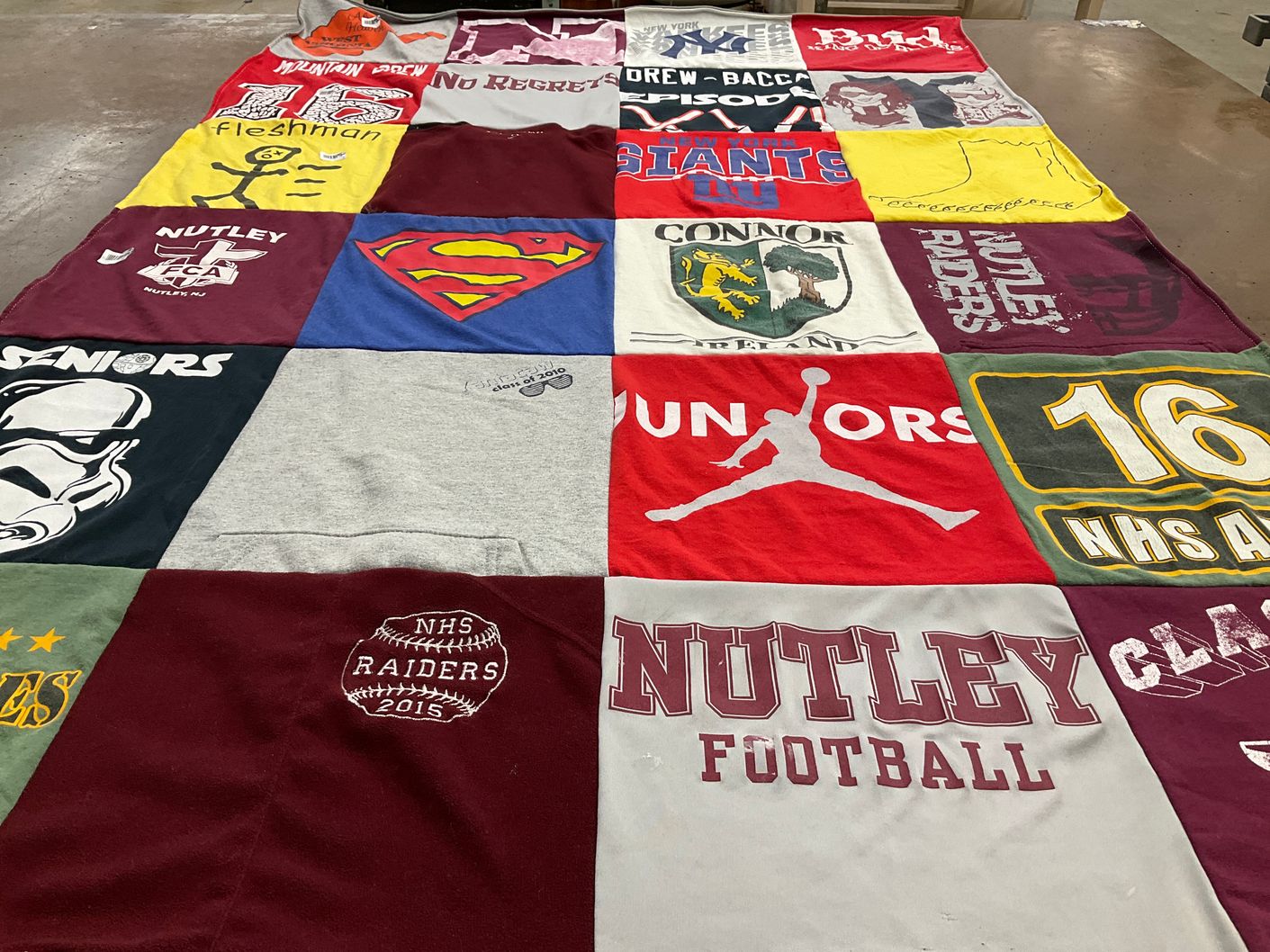 T-shirt quilt featuring nutley raiders by Tara from NJ