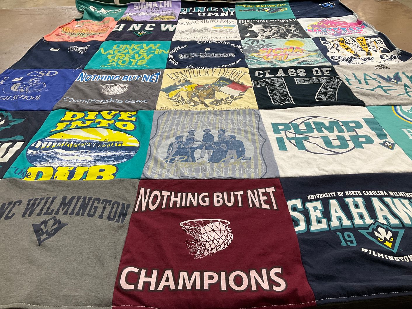 T-shirt quilt featuring unc wilmington seahawks by Kathy from NC