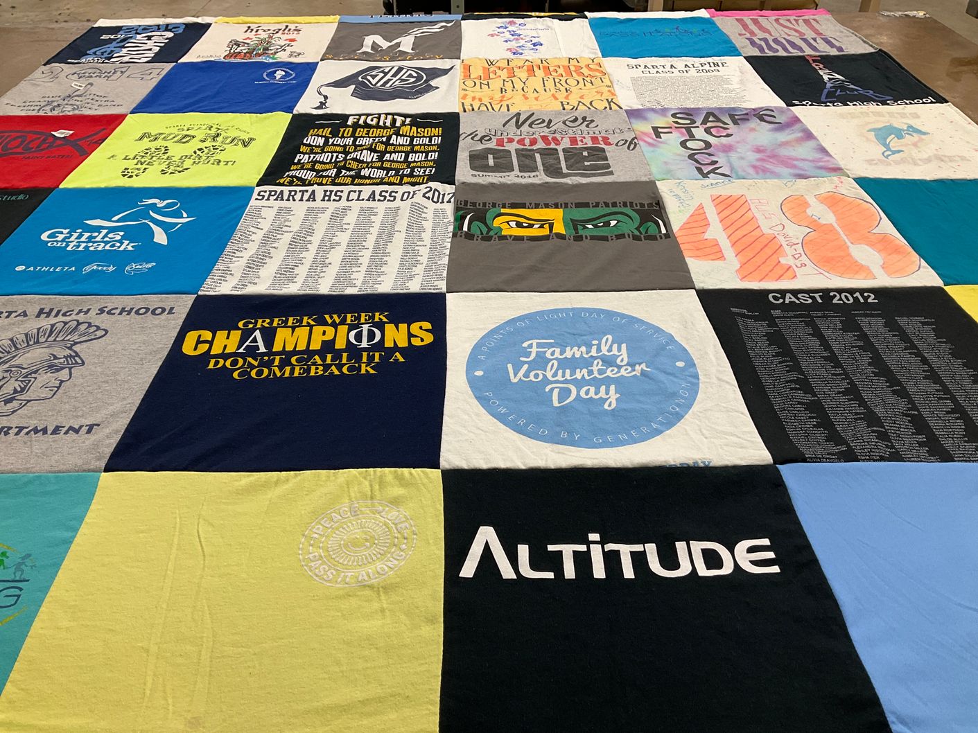 T-shirt quilt from sparta high school by Deborah from NJ
