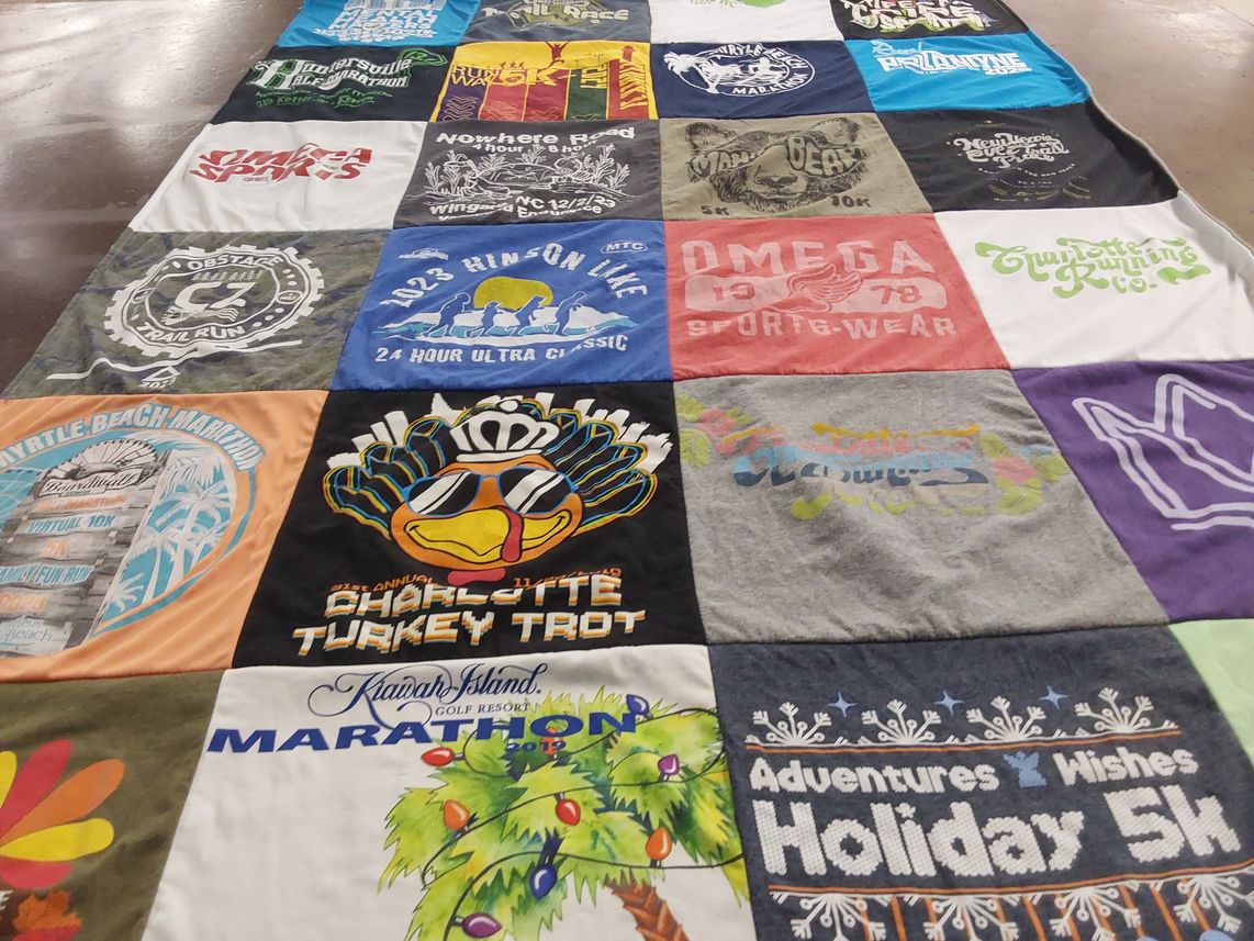 T-shirt quilt with running, marathons themes by Brittany from NC