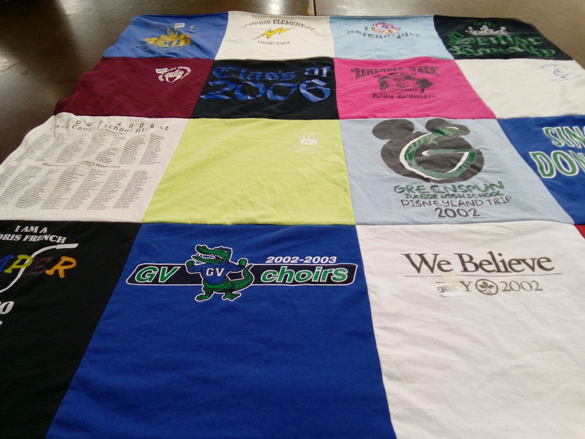 T-shirt quilt featuring green valley choirs by Becky from NV