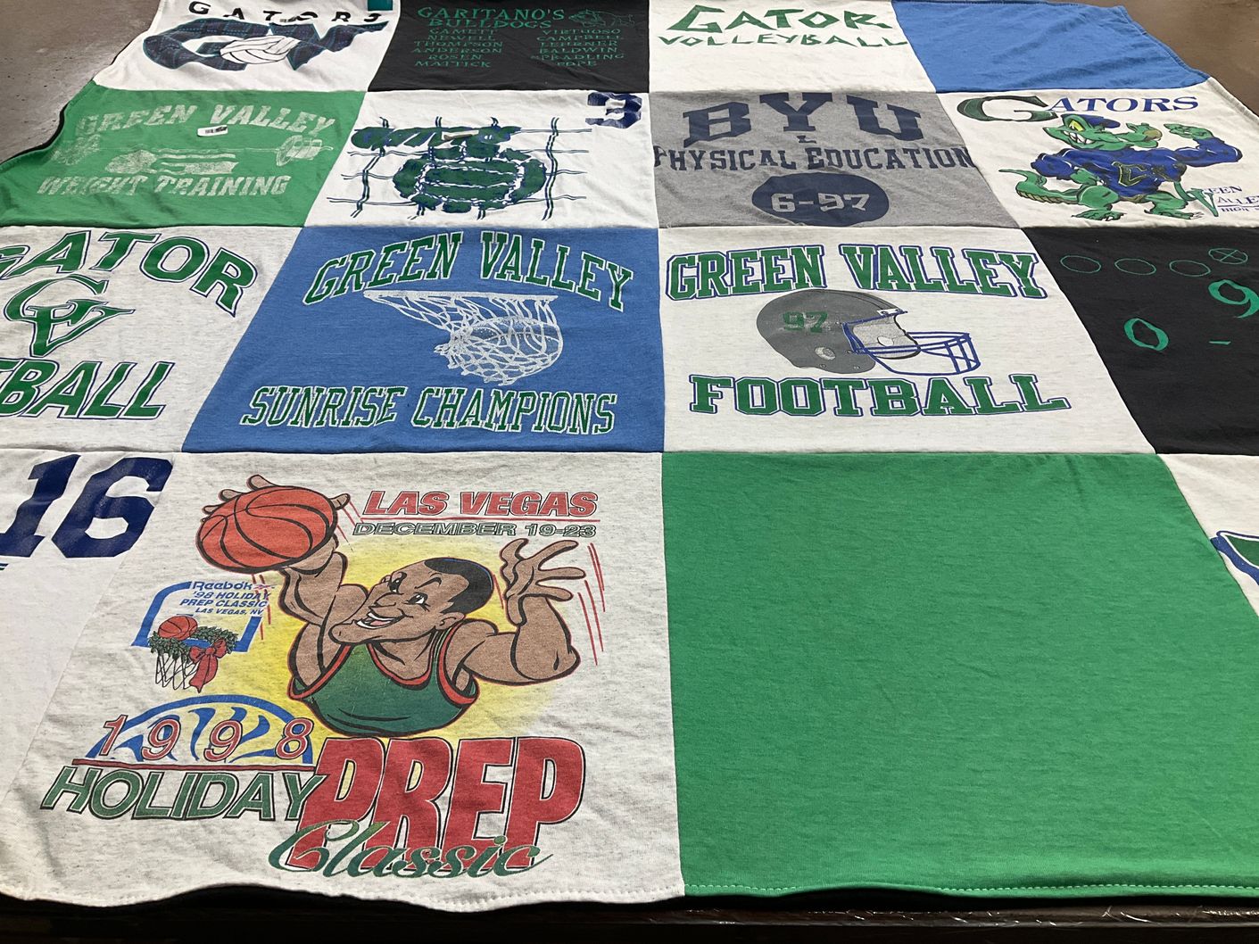 T-shirt quilt featuring green valley football, green valley volleyball by Becky from NV
