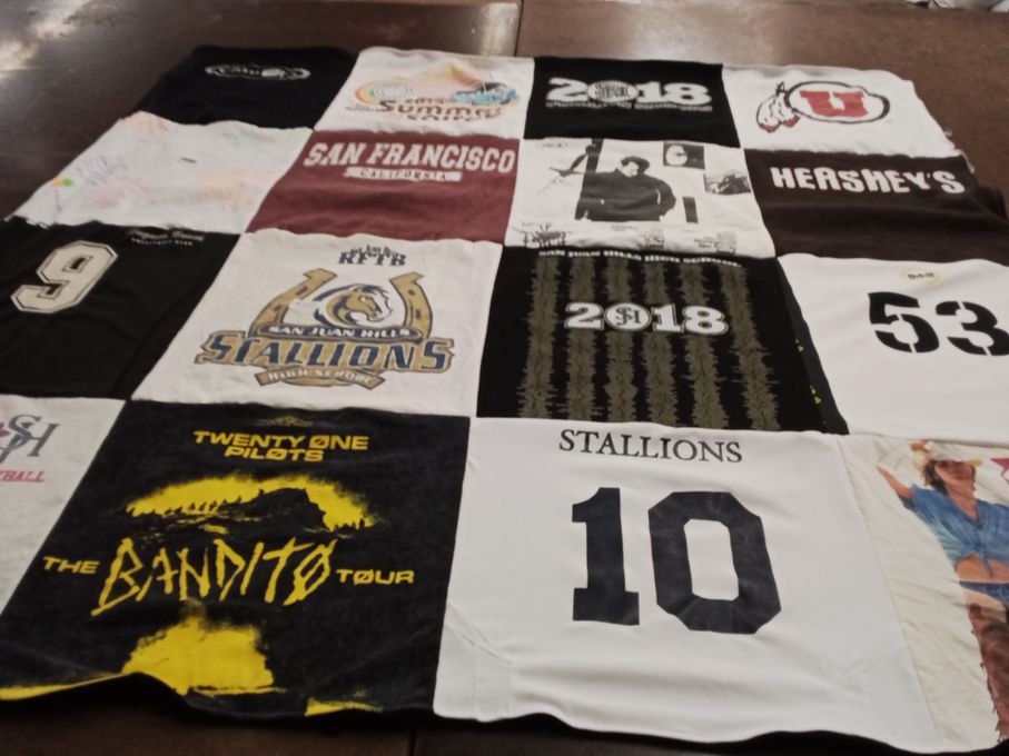 T-shirt quilt featuring san juan hills high school stallions by Becky from NV