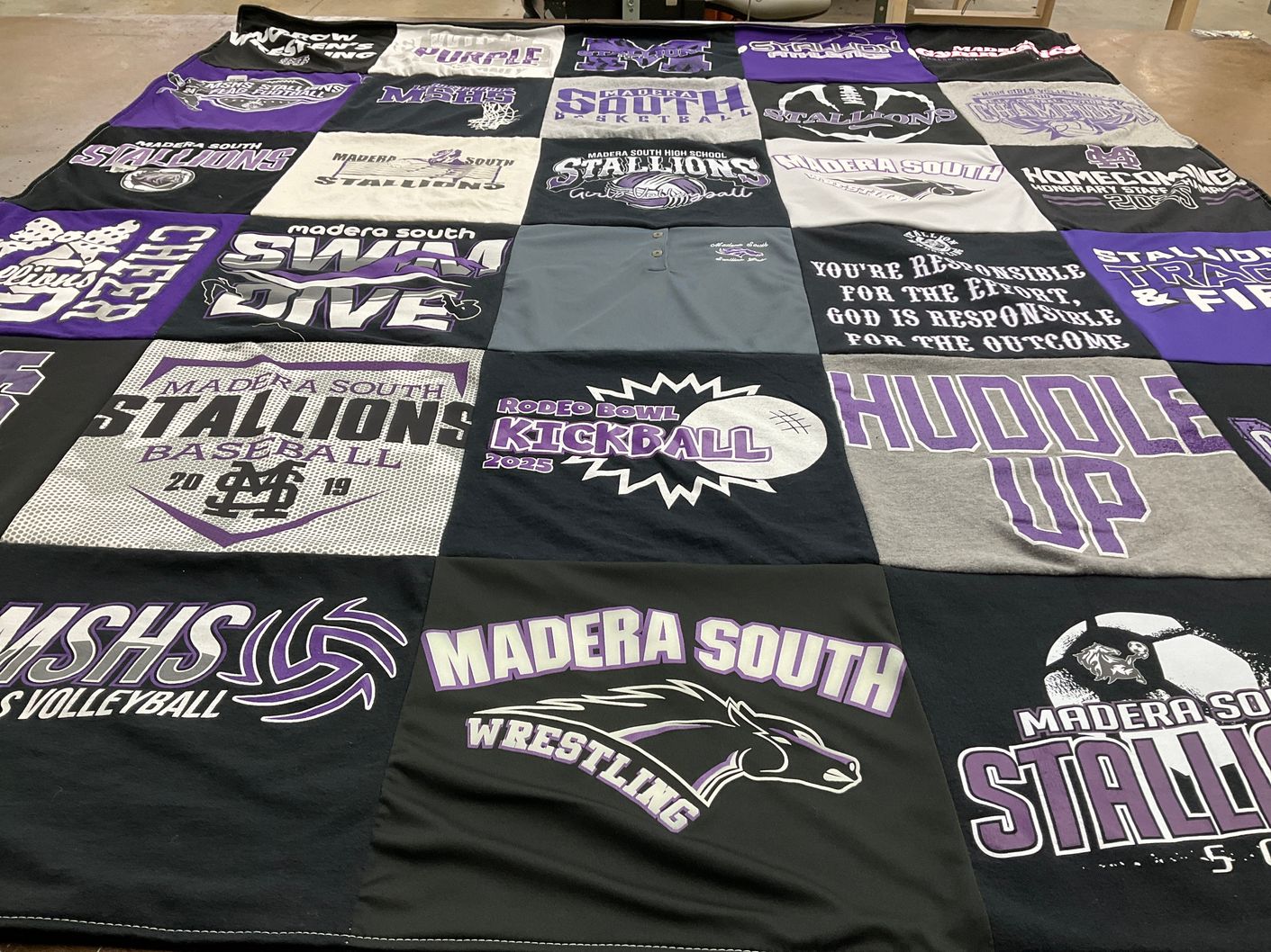 T-shirt quilt featuring madera south stallions by Andrea from CA
