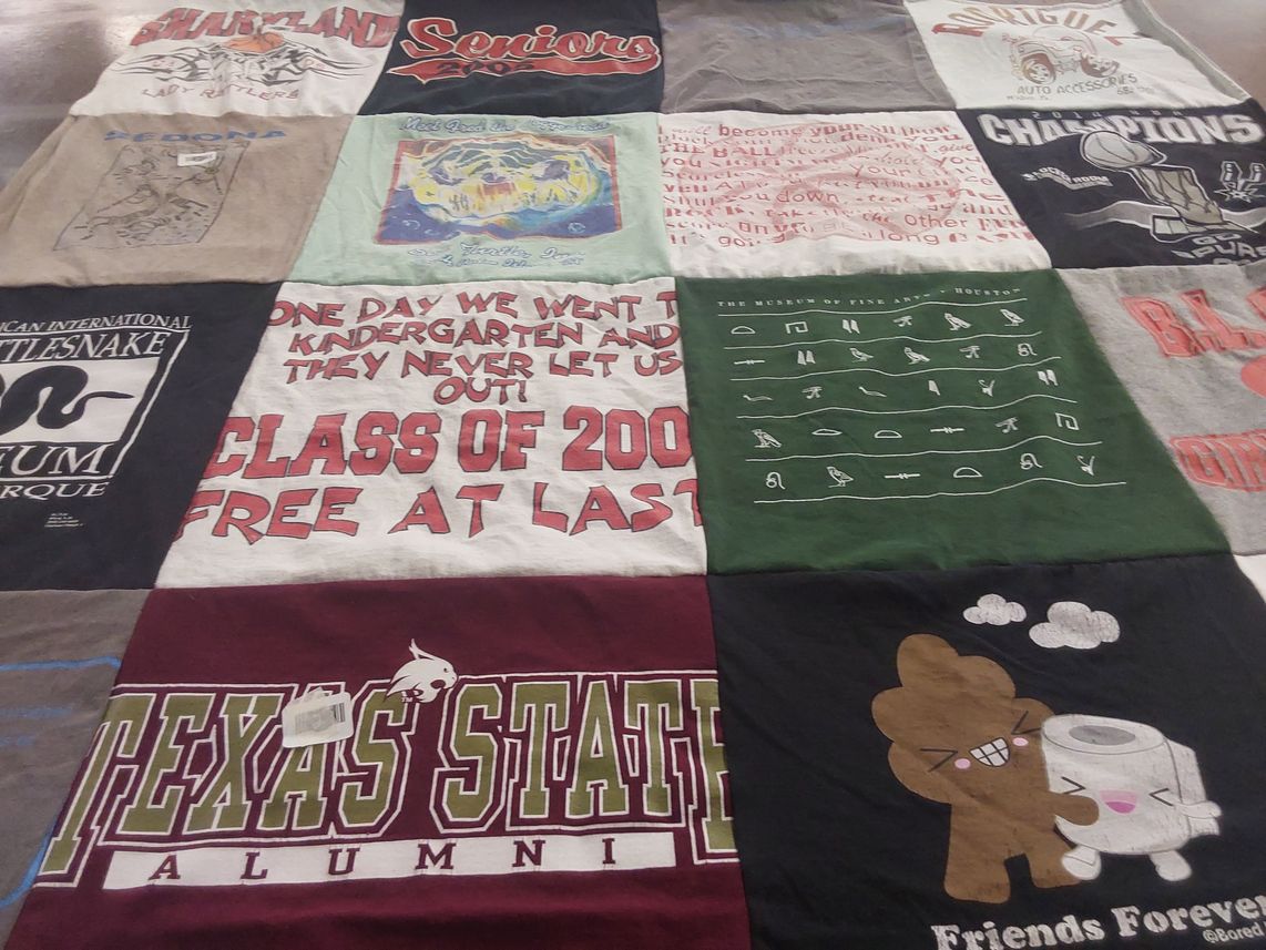 T-shirt quilt from texas state university by Nikki from CA