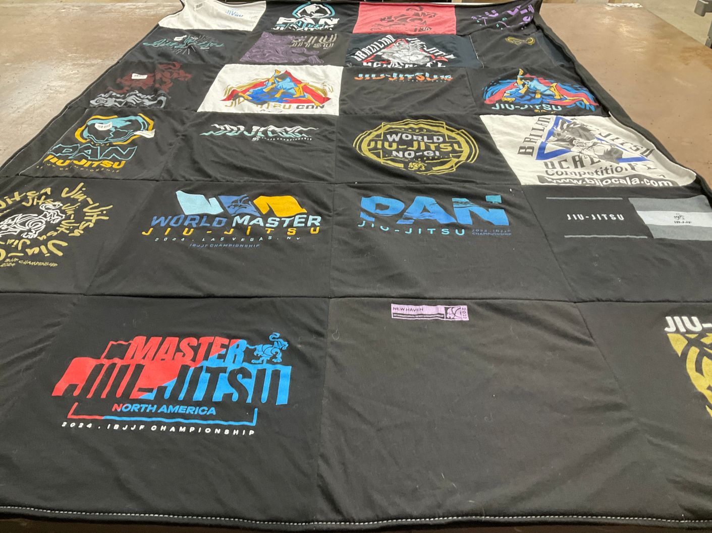 T-shirt quilt with brazilian jiu-jitsu, martial arts themes by Cassandra from MA