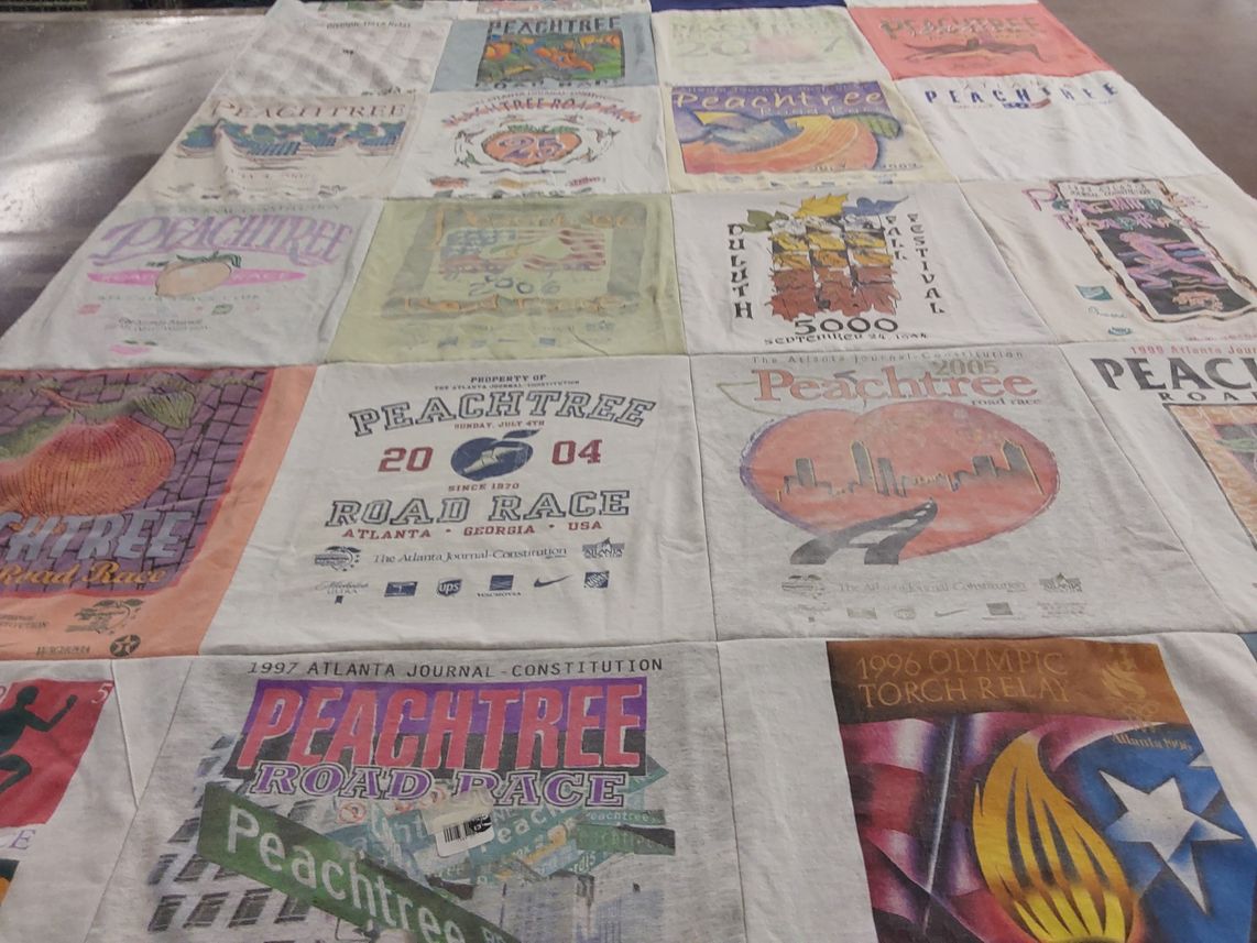 T-shirt quilt with running, marathons themes by Chris from GA