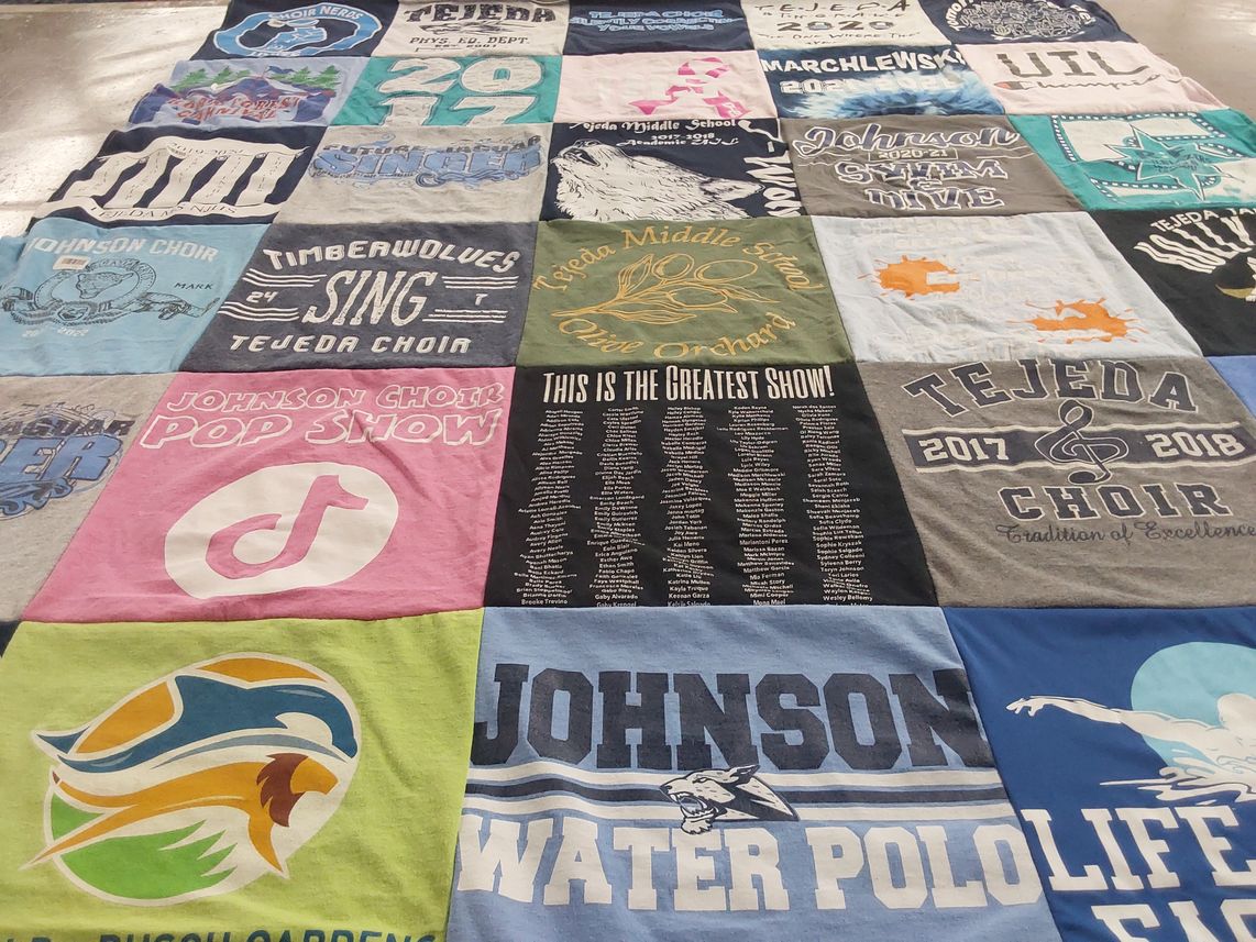 T-shirt quilt featuring johnson water polo, johnson swim team by Michele from TX
