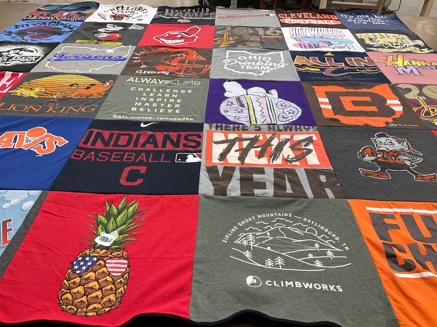 T-shirt quilt featuring cleveland indians baseball, cleveland browns football by Ashley from OH