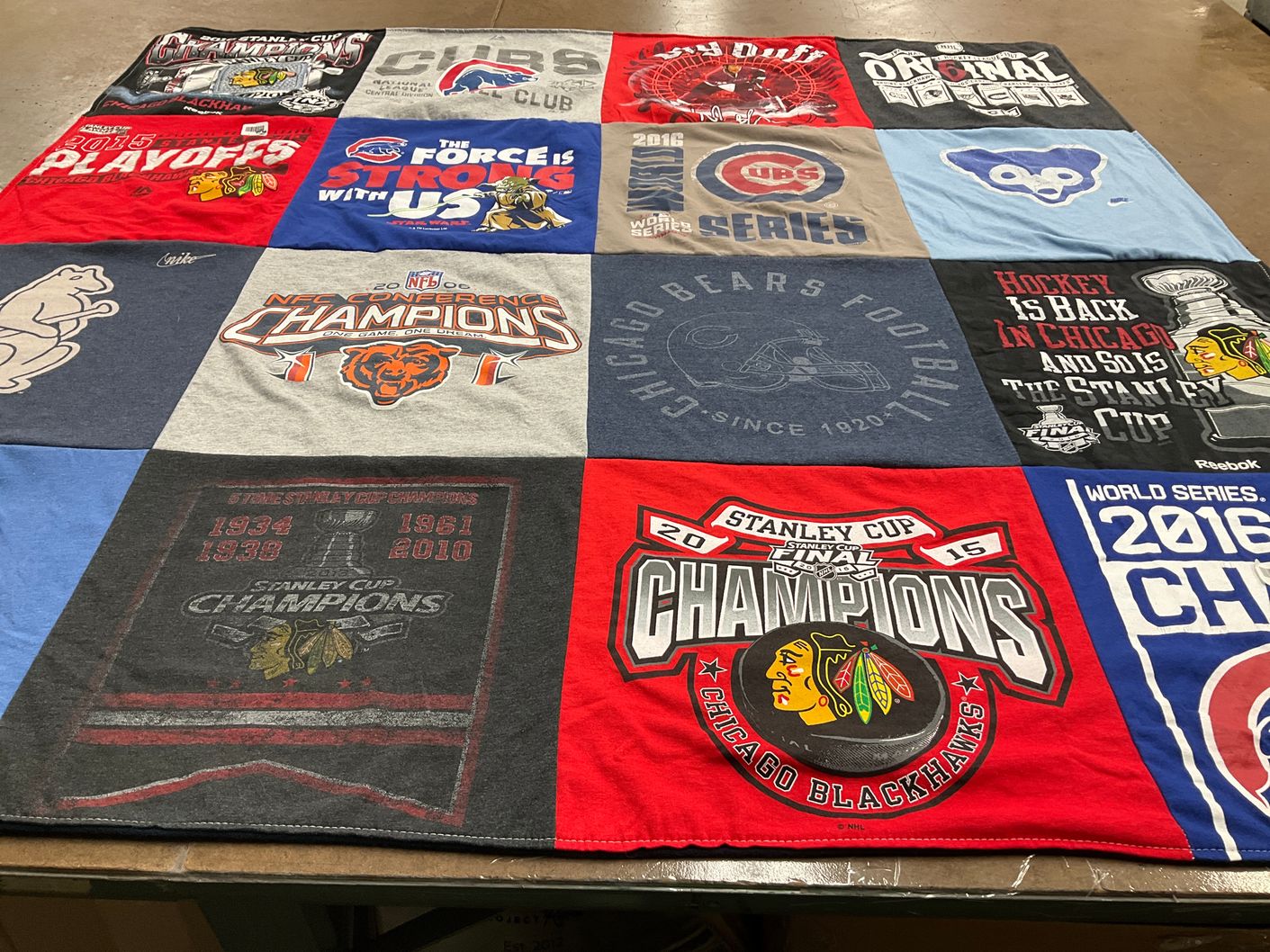 T-shirt quilt featuring chicago bears, chicago blackhawks by Michelle from IL