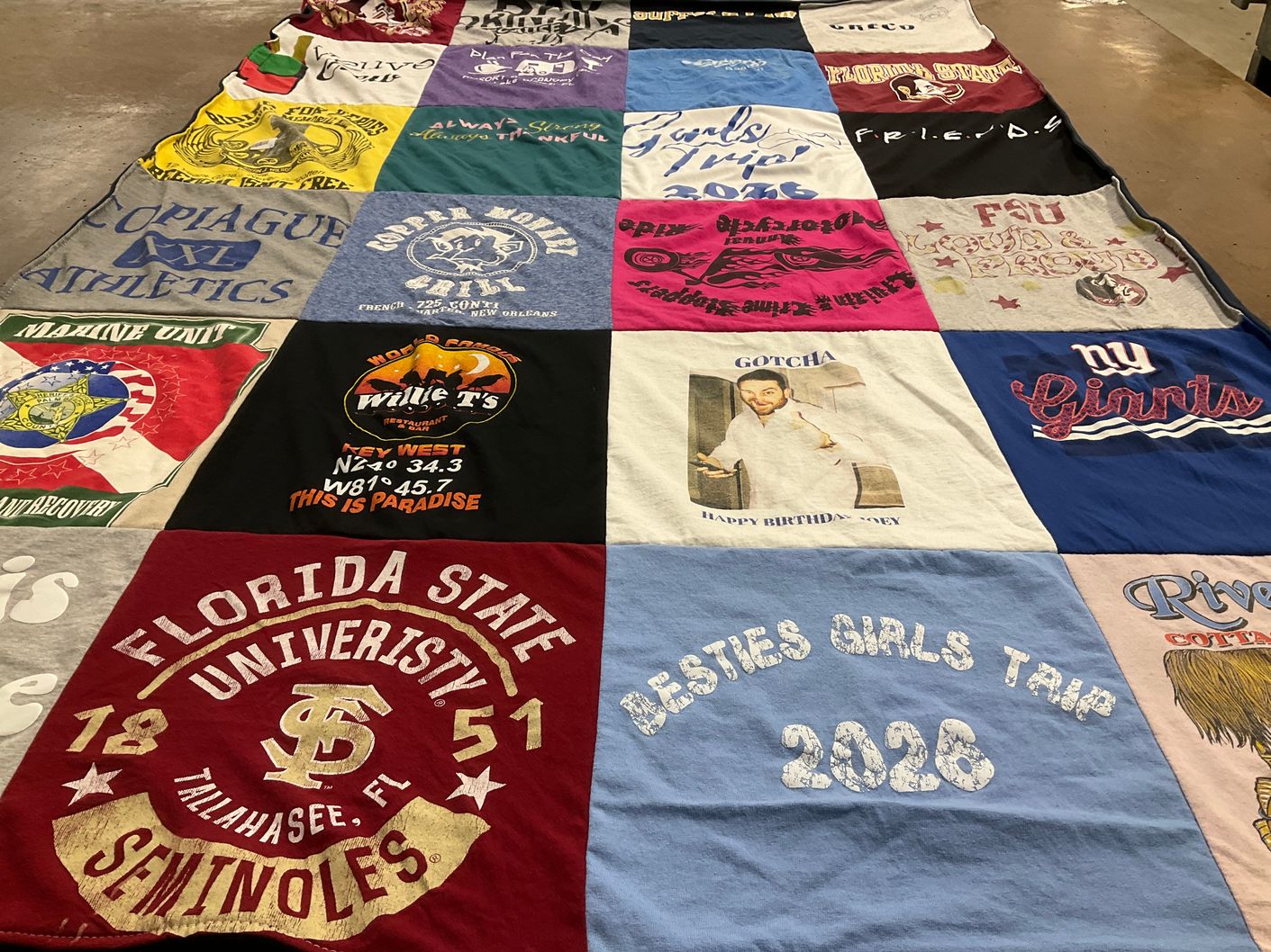 T-shirt quilt featuring florida state seminoles, new york giants by Maureen from FL
