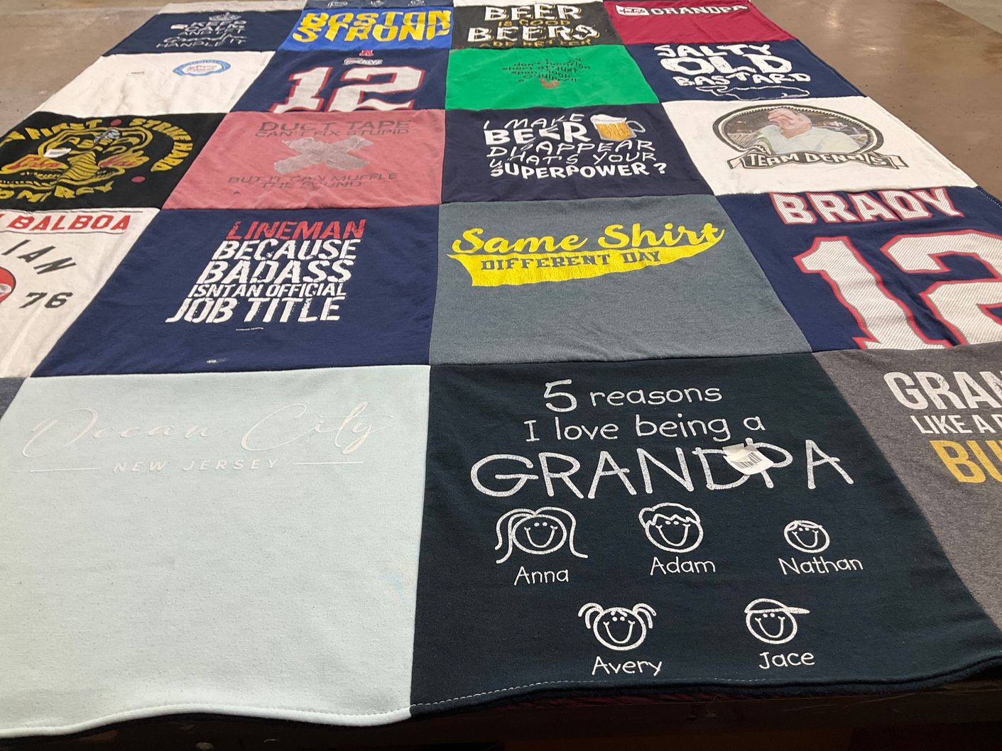 T-shirt quilt featuring new england patriots by Jennifer from MA