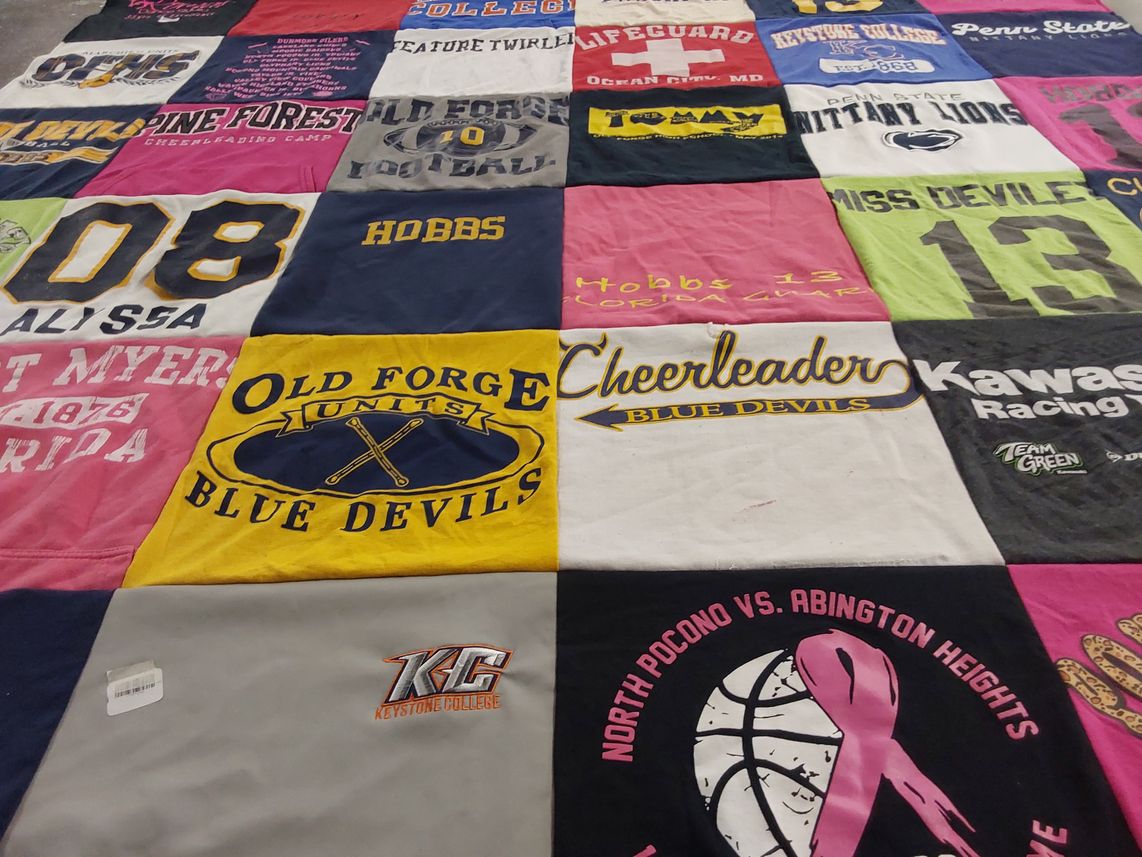 T-shirt quilt featuring old forge blue devils, penn state university brittany lions by Gerald from PA