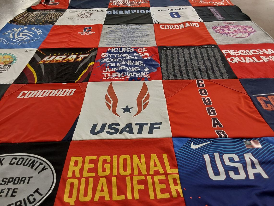 T-shirt quilt featuring las vegas heat, coronado cougars by Lisette from NV
