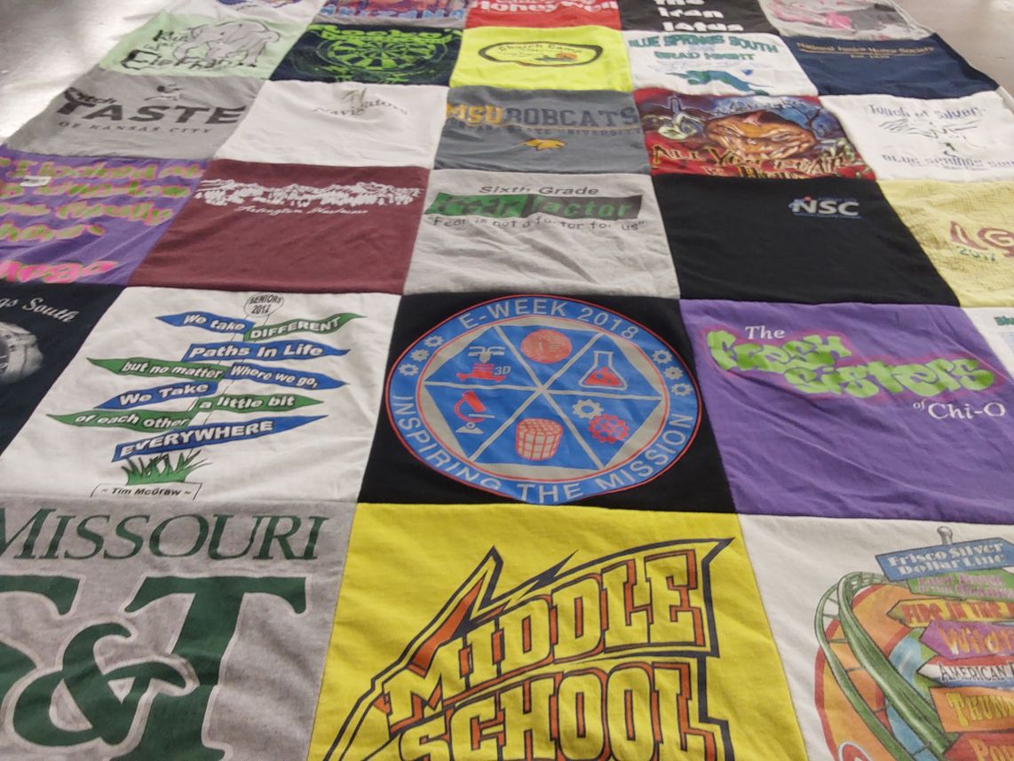 T-shirt quilt featuring msu robcats by Erin from MO
