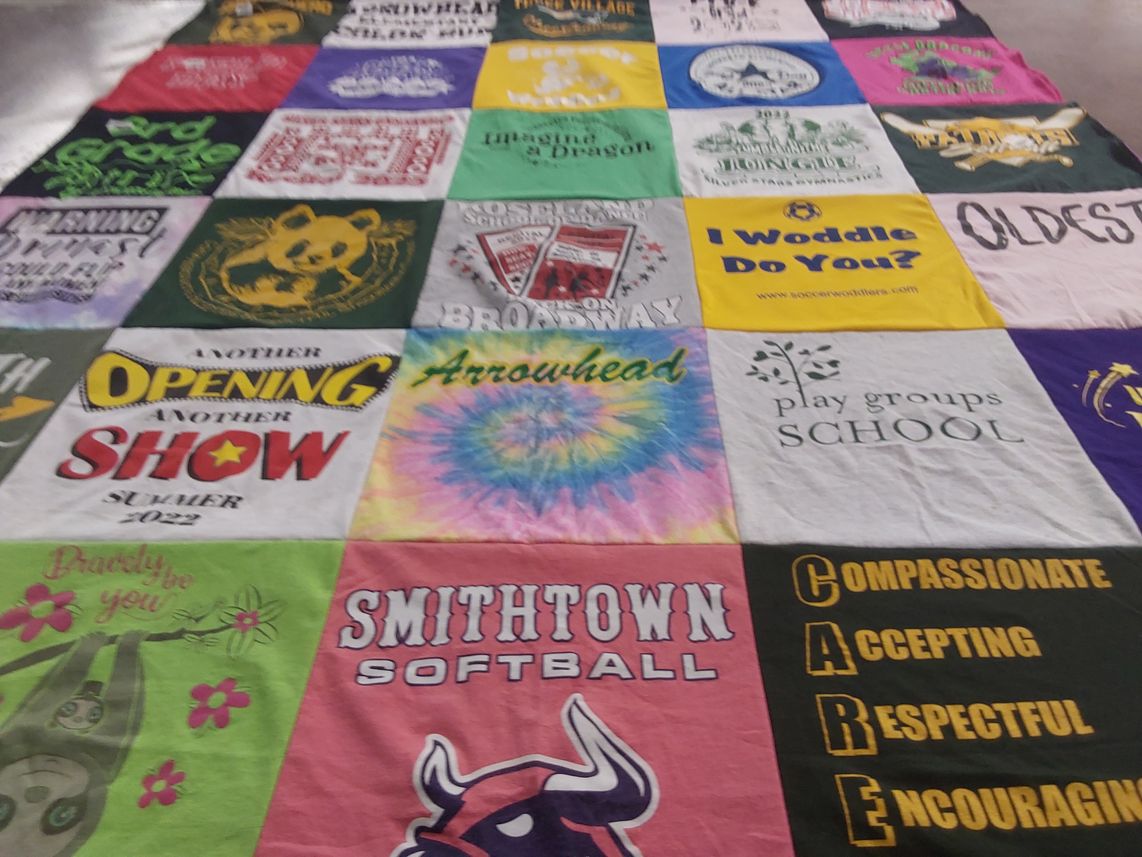 T-shirt quilt from smithtown high school by Larissa from NY