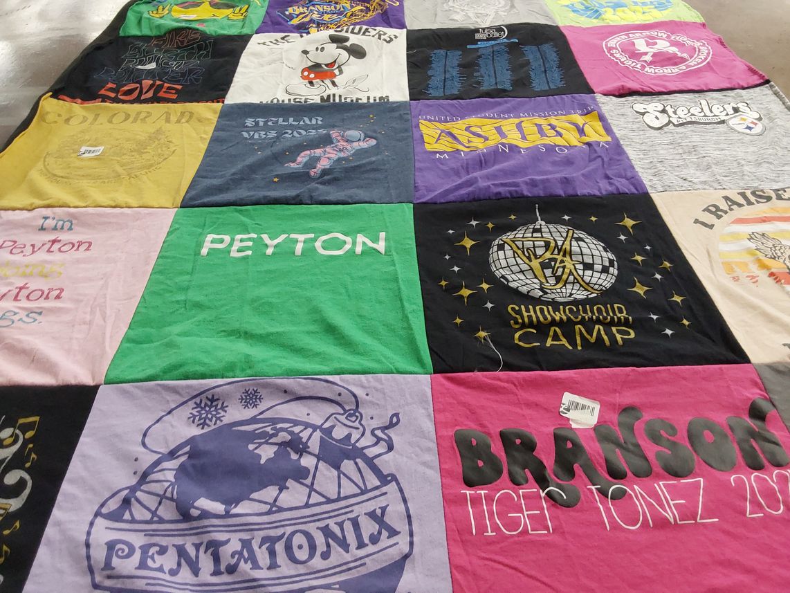 T-shirt quilt from branson high school by Taylor from OK