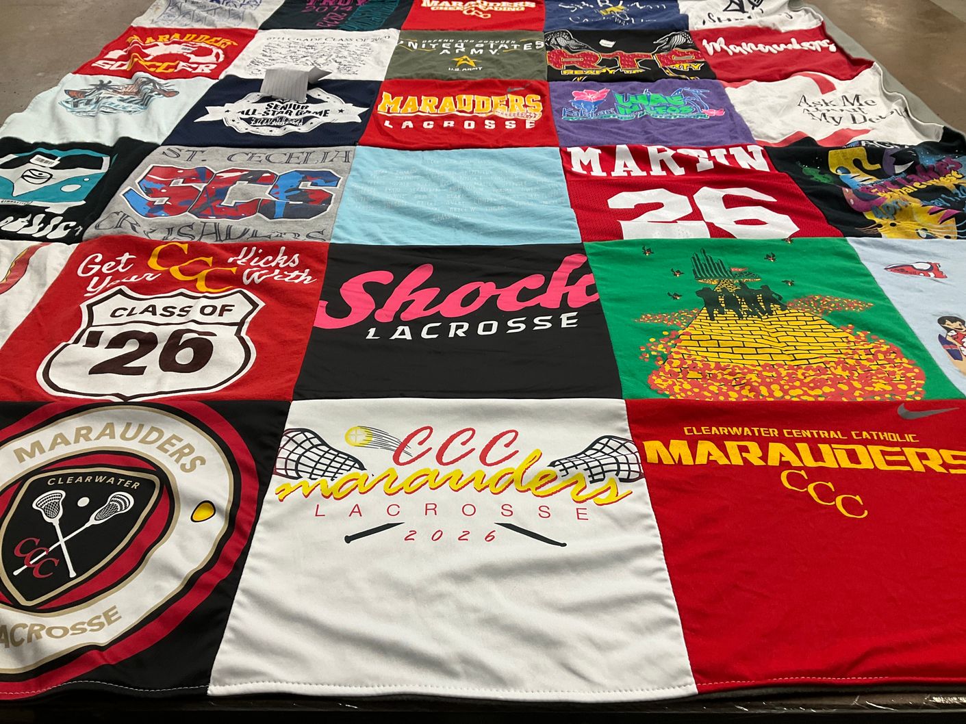 T-shirt quilt featuring clearwater central catholic lacrosse by Julie from FL