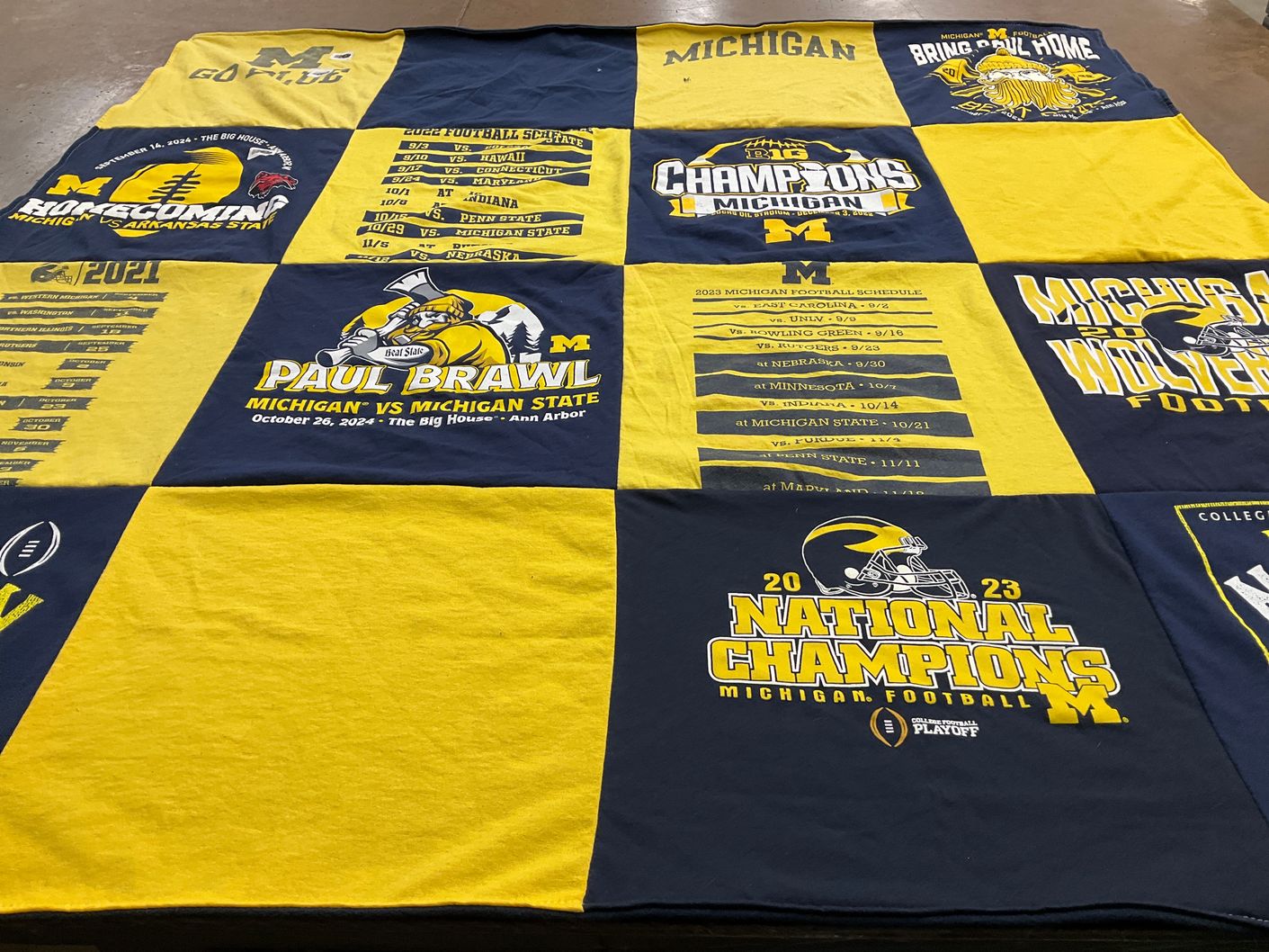 T-shirt quilt featuring university of michigan football by Julie from FL