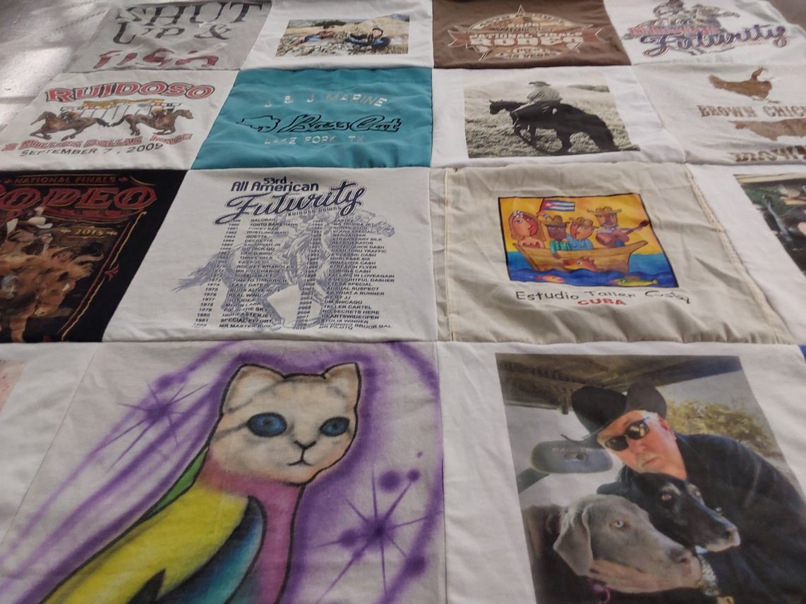 T-shirt quilt with rodeo, art themes by Dian from TX
