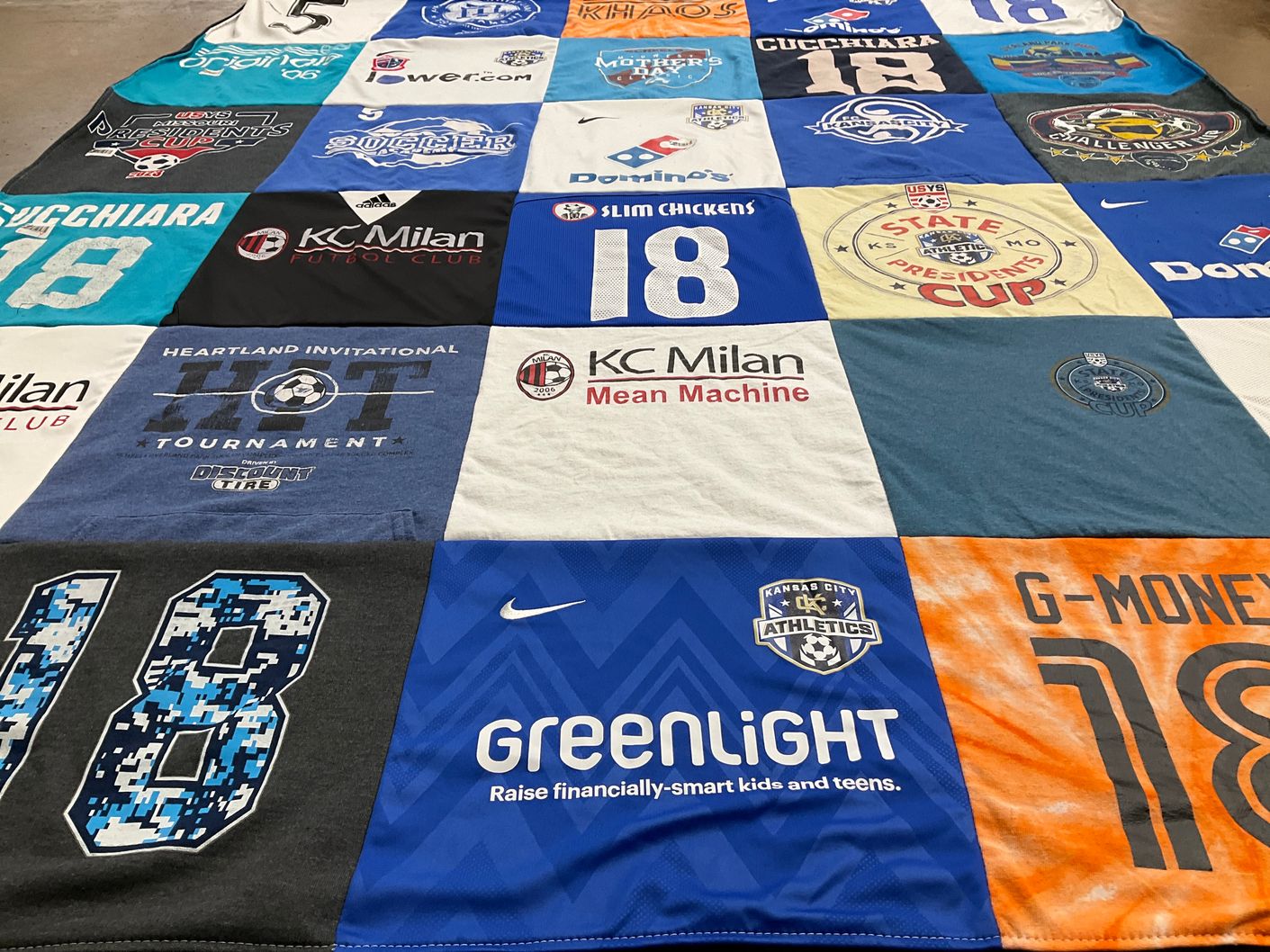 T-shirt quilt featuring kc milan futbol club, kc athletics by Sarah from MO