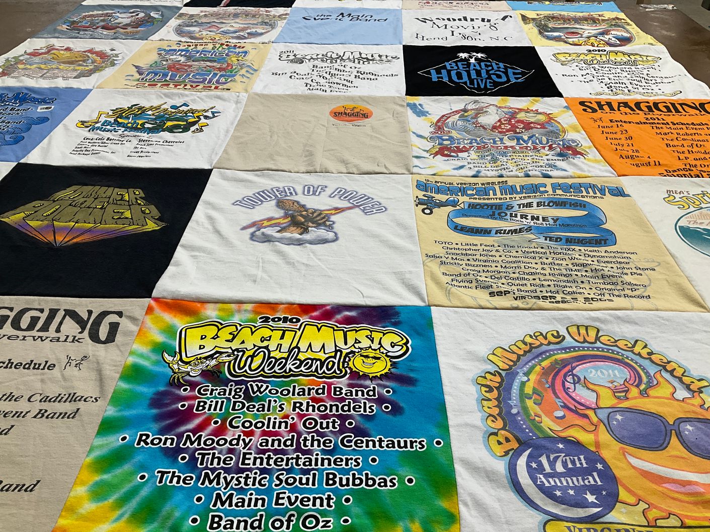 T-shirt quilt with music, beach themes by Sharon from NC
