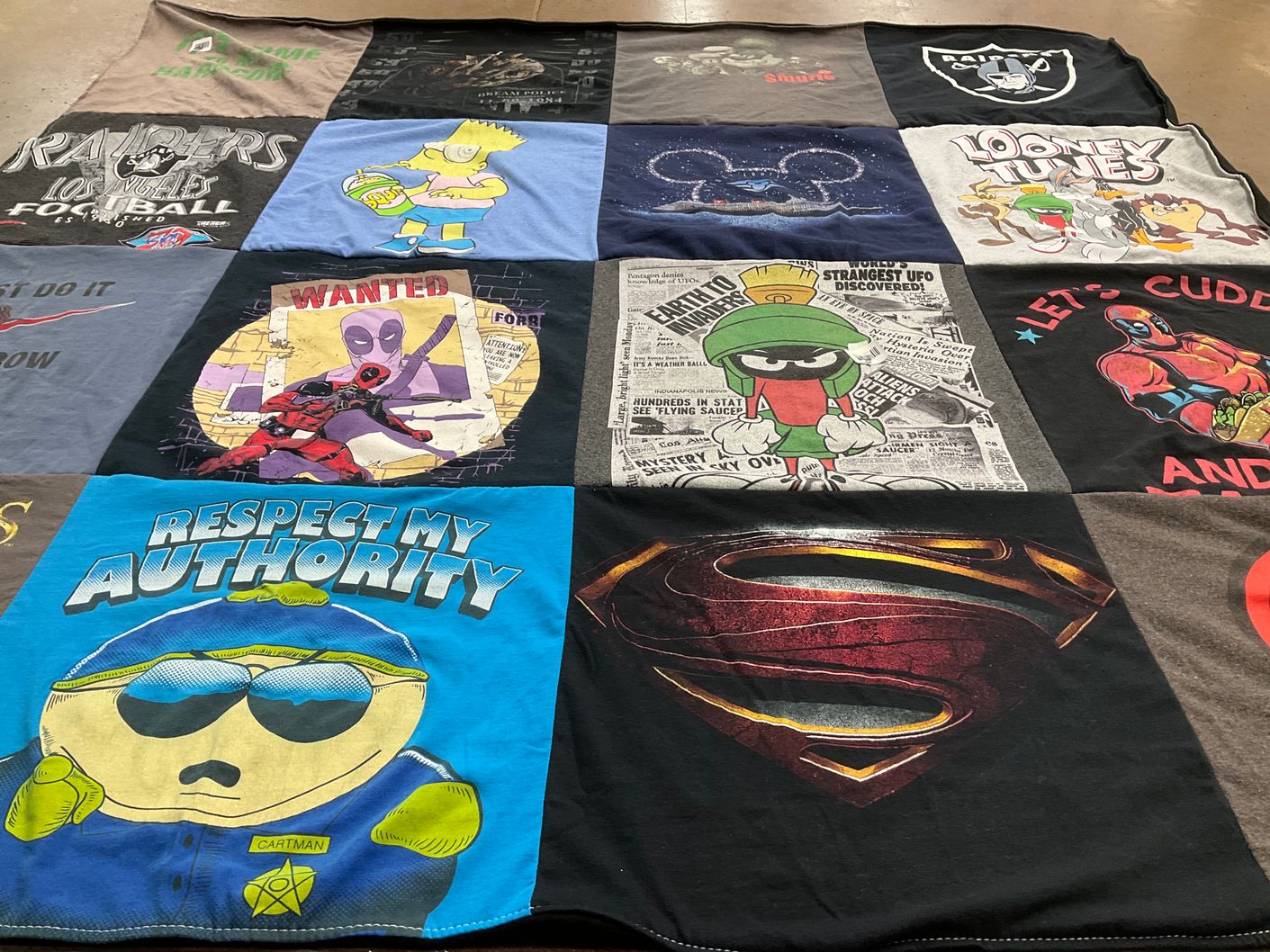 T-shirt quilt featuring los angeles raiders by Chrystina from NY
