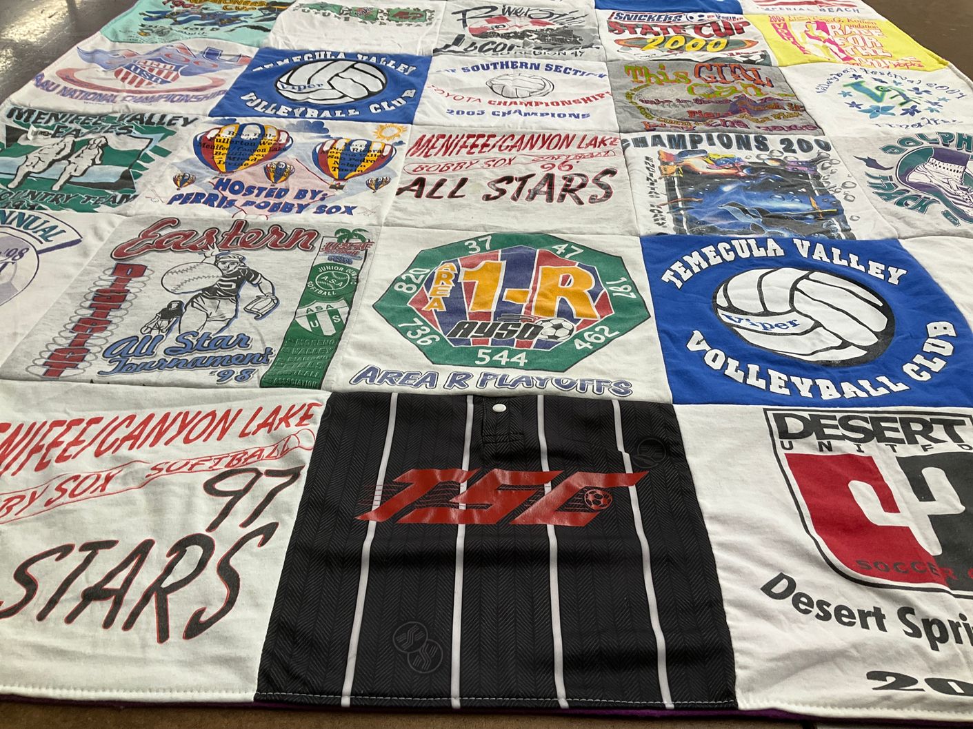 T-shirt quilt featuring temecula valley volleyball club, menifee canyon lake stars by Meghan from CA