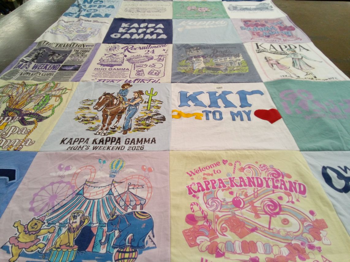 T-shirt quilt with sorority, sisterhood themes by Martha from TX