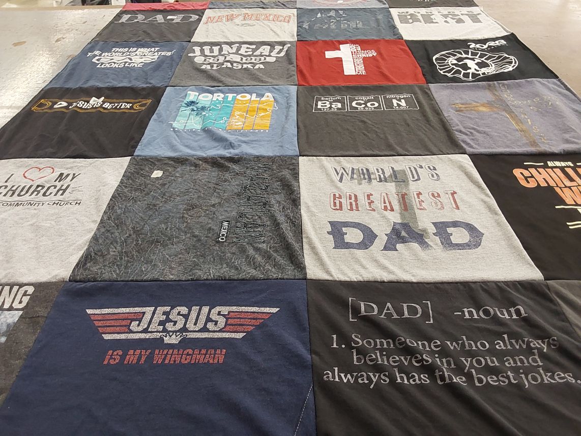 T-shirt quilt with faith, family themes by Chris from FL