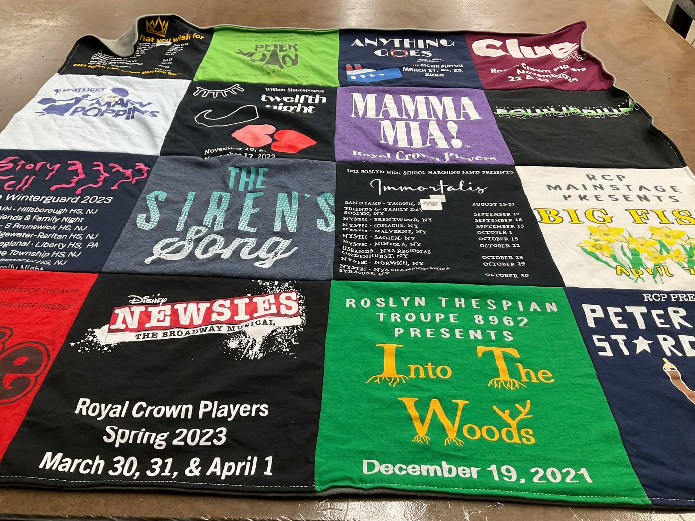 T-shirt quilt from roslyn high school by Kira from NY