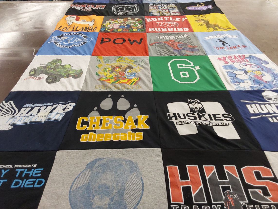 T-shirt quilt featuring hawks track and field, husky by Brandon from IL