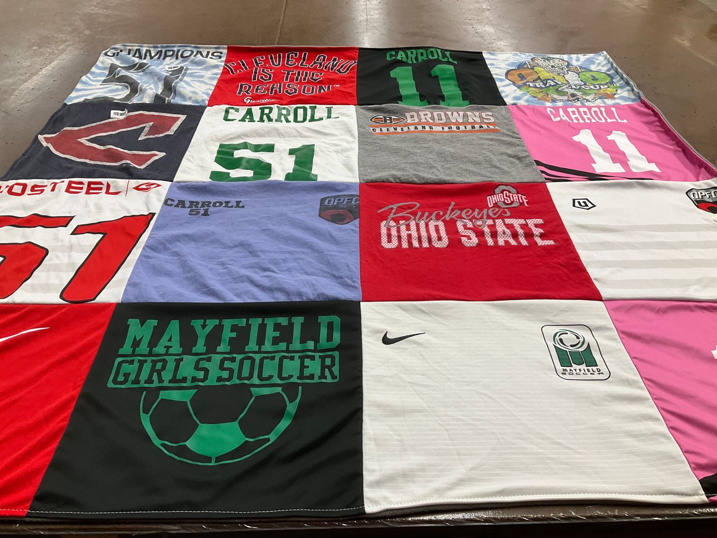 T-shirt quilt featuring cleveland browns, mayfield girls soccer by Robin from OH