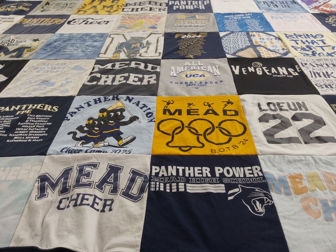 T-shirt quilt featuring mead panthers cheer team by theresa from WA