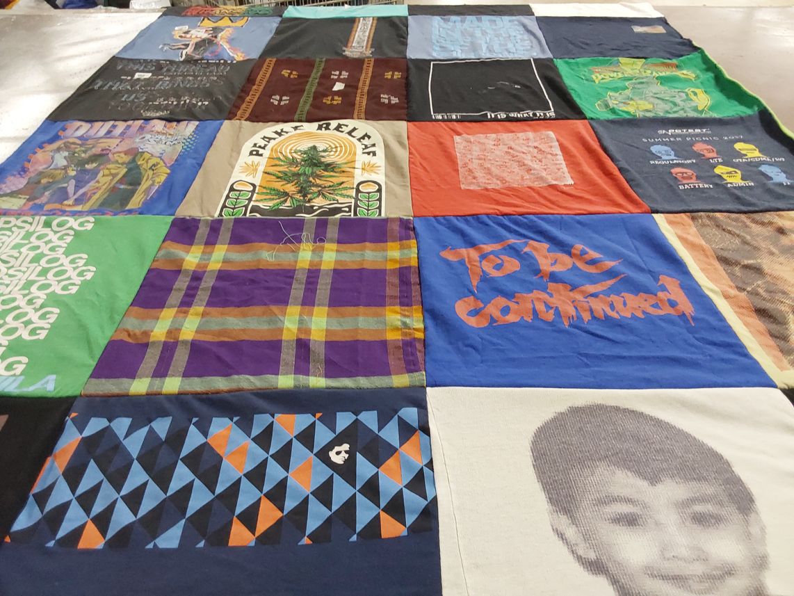 T-shirt quilt with art, design themes by Bernadette from VA