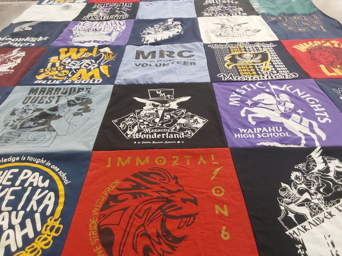 T-shirt quilt featuring waipahu high school knights, waipahu high school marauders by Gaylene from HI