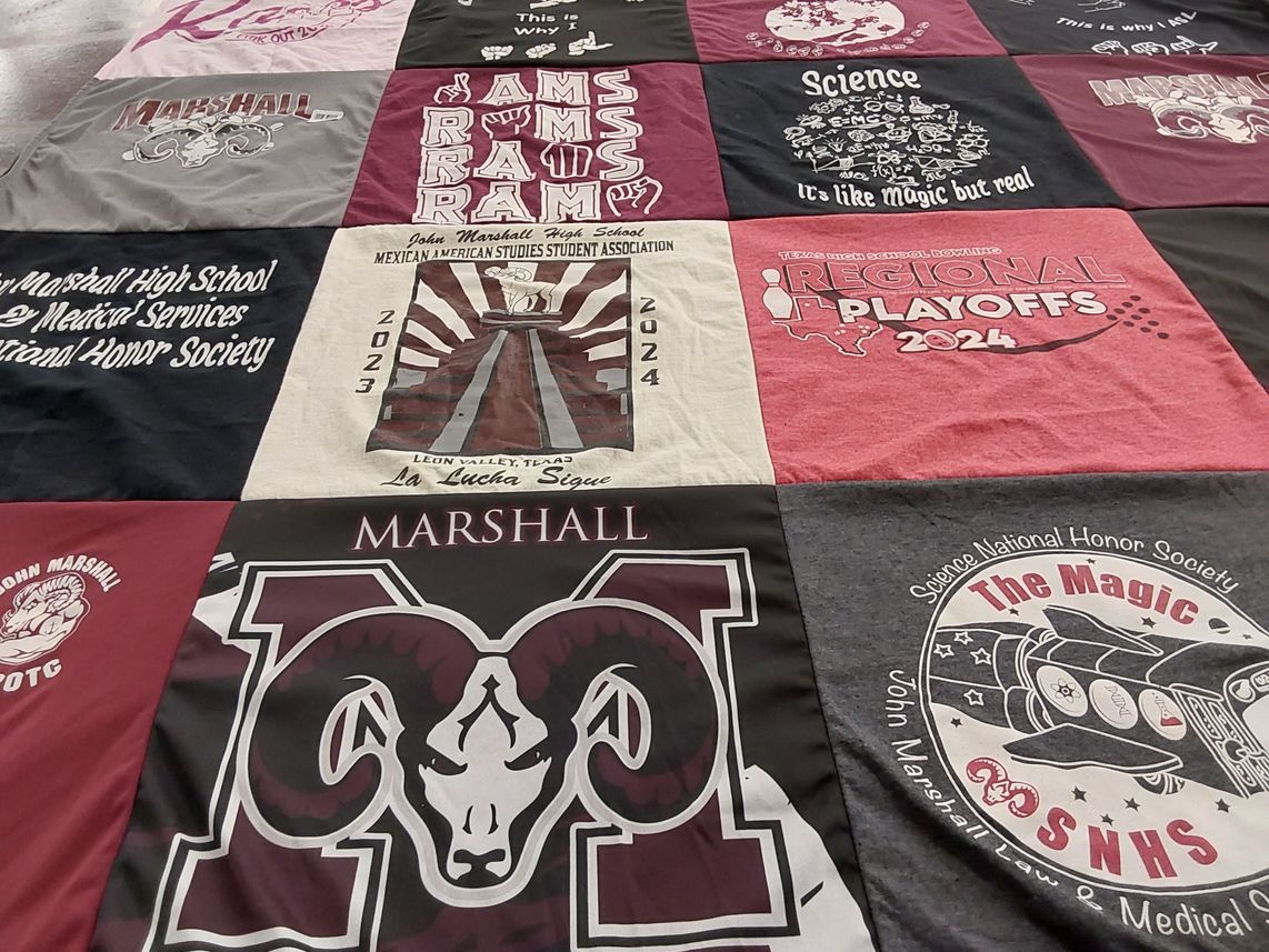 T-shirt quilt featuring john marshall rams by Claudia from TX