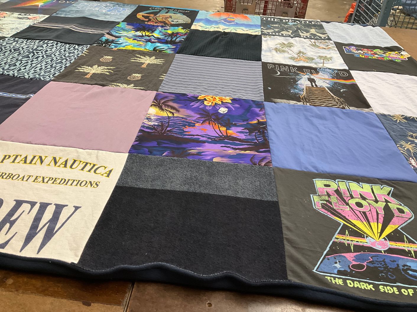 T-shirt quilt with music, art themes by Marsha from GA