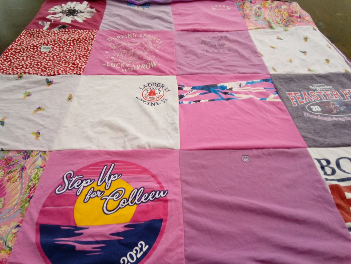 T-shirt quilt with community, events themes by Whitney from MA